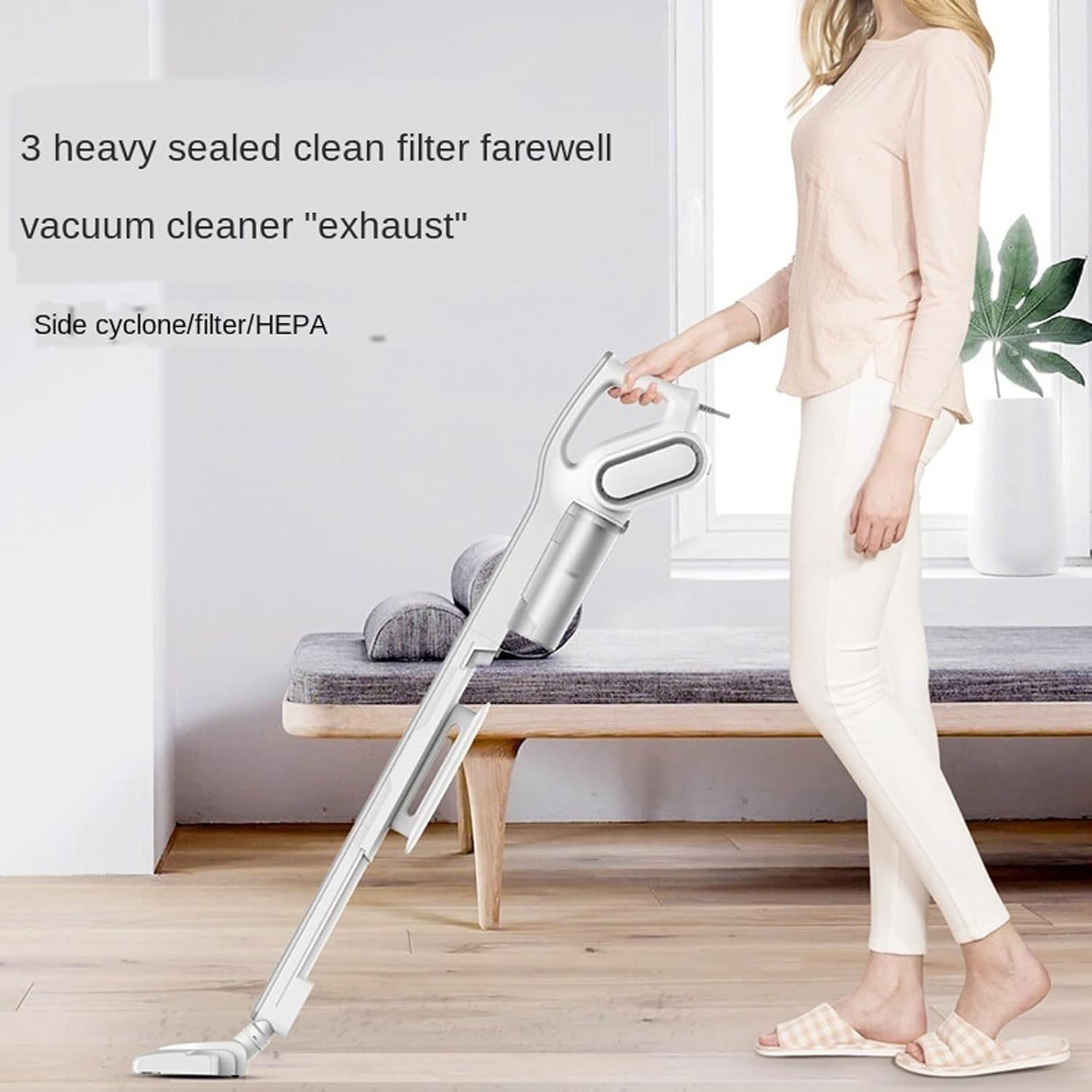 WAGNUS Hand Held Vacuum, Two Way Handle Vacuum Cleaner, Soft Vacuum, Low Noise, Small Household Vertical Hand-held dust Remover, Quiet and Strong