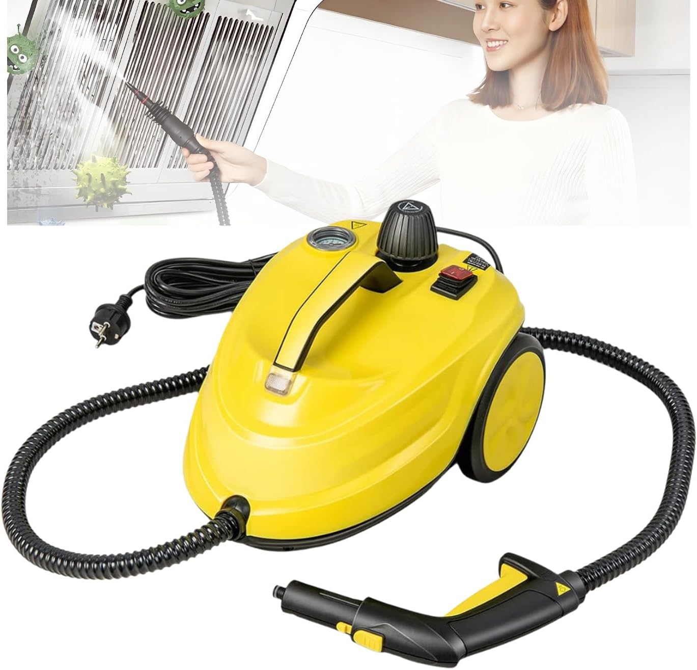 15-Second Quick-heating High-pressure Steam Cleaner with Self-locking Function, 248°F High-temperature Steam Suitable for Cars, Kitchens, Bathrooms, Windows