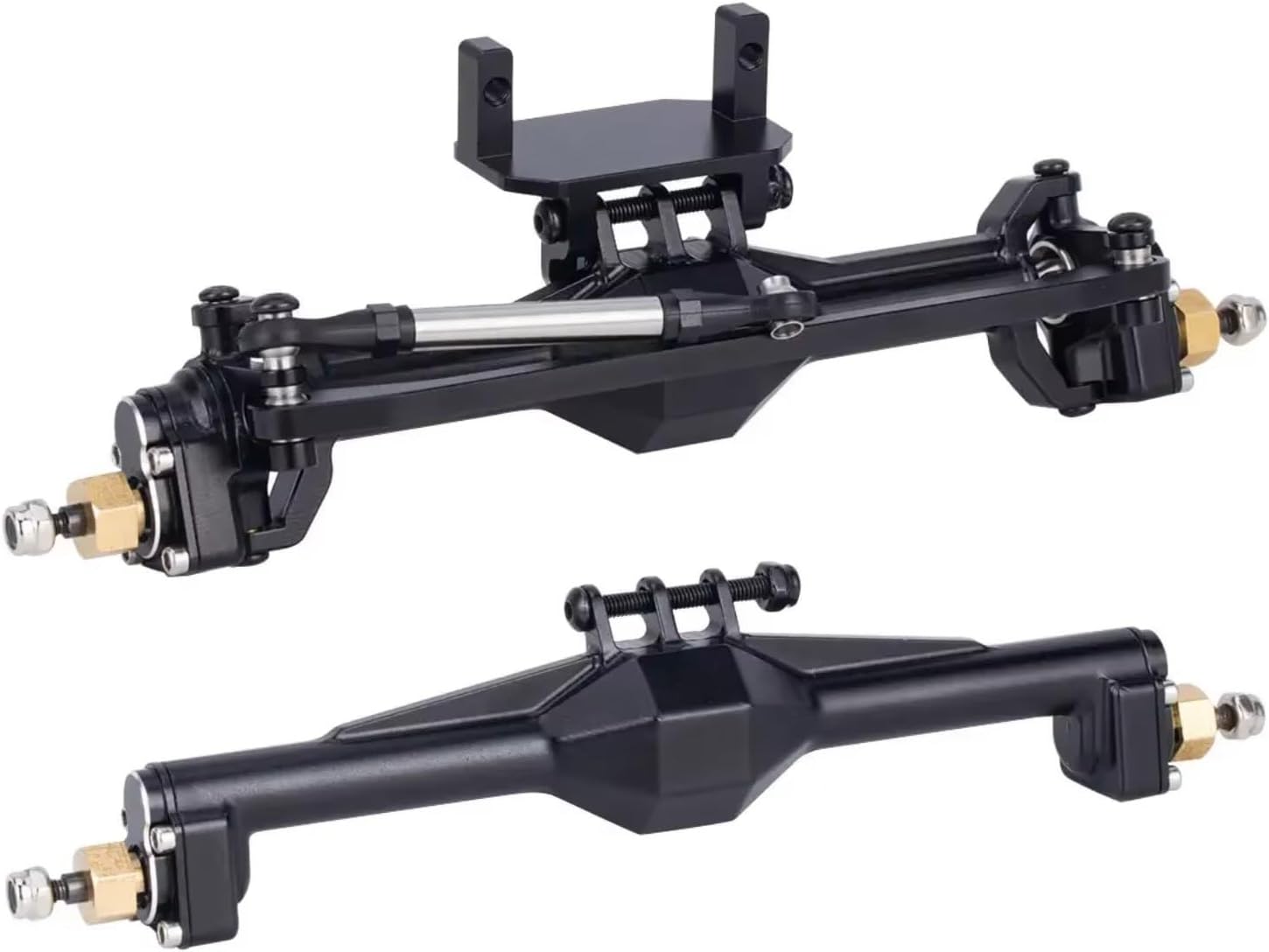 RC Car Front Rear Axle for TRX4M 1/18 RC Crawler Car Axle Upgrade Parts Aluminum CNC Portal Axles +10mm with Lay Down Servo Mount Links(Black)