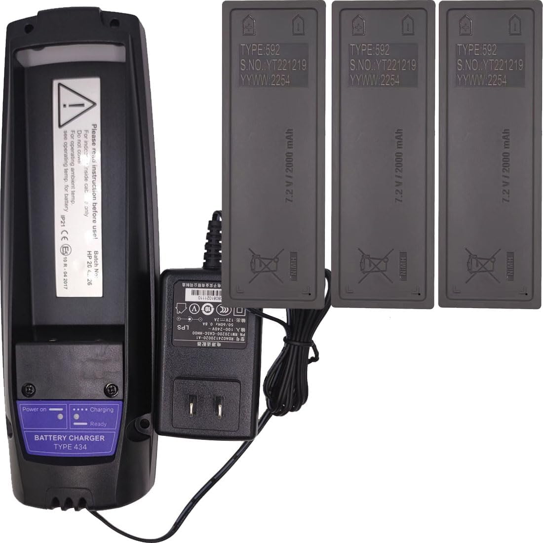 （1* Charger + 3* Battery） for Scanreco 592 Battery Charger 100-240V Charger for 7.2V SCANRECO 590 592/593 EEA4291 Battery