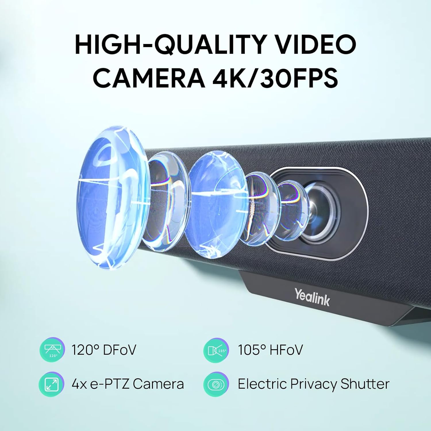 Yealink MeetingBar A10 Conference Room Webcam 4K 120° Wide Angle Camera with Android OS, Video Conferencing System with Microphone and Speaker, AI Speaker Tracking, Auto Framing, Teams Zoom Certified