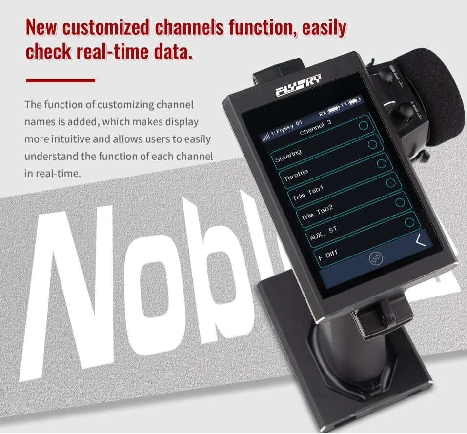 Flysky Noble NB4+ Radio Transmitter 3.5 Inch IPS Touch Screen 2.4G 8CH with FS-FGr4 V2 Receiver for RC Car Boat