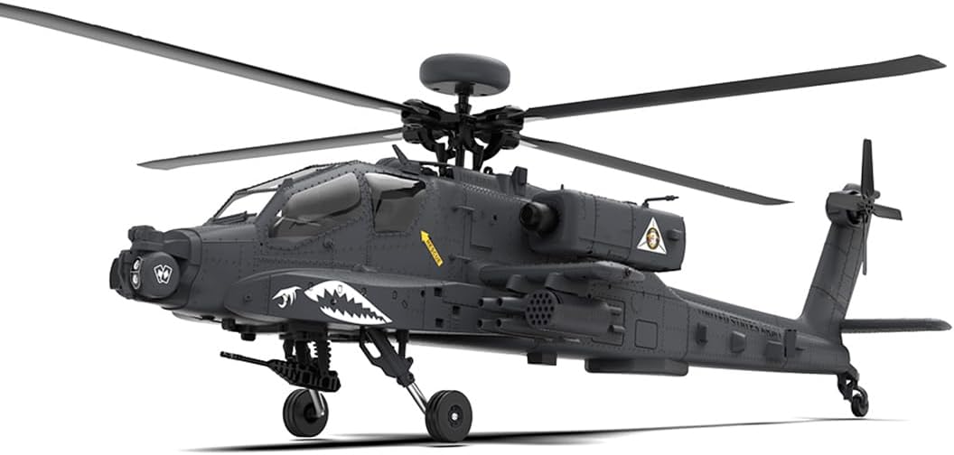 1/32 Scale 2.4G 6CH RC Dual-axis Co-Drive Flybarless 6G/3D Stunt F11-S AH64 Helicopter Model RC Military Helicopter Toy Gift for Adults (RTF GPS Version)