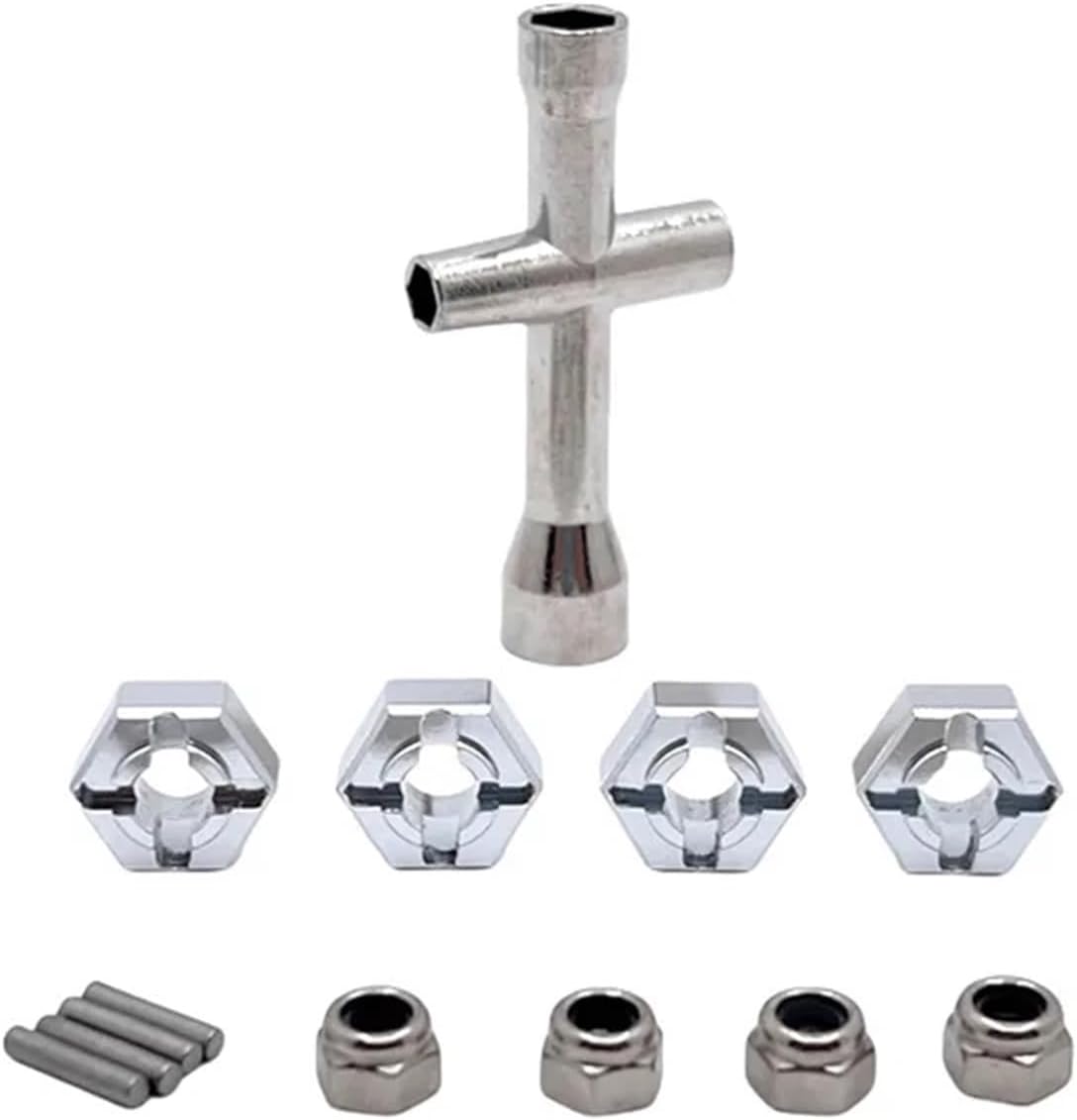 For UDIRC GR M16 Metal Upgrade Parts Kit Steering Block Hub Carrier Suspension Arm Link Rod Shock Tower RC Car Accessories Models(Red,Adapter)