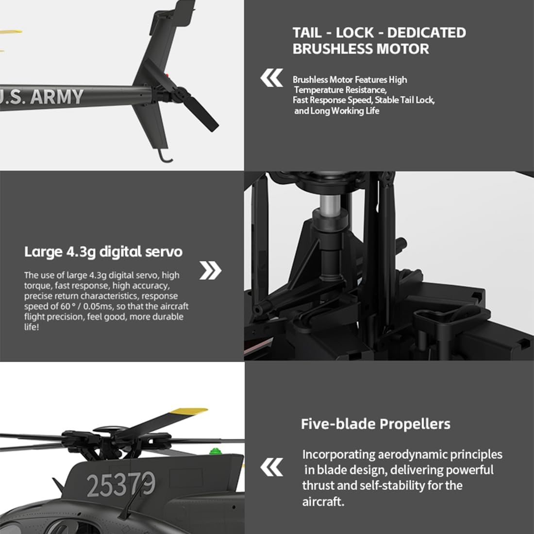 F119S MD500 Little Bird RC Helicopter with GPS, 1/16 Scale 9CH Military Helicopter Aircraft, Optical Flow, Adjustable Throttle, 6G/3D & Openable Cockpit for Hobbyists (Black 3 Battery)