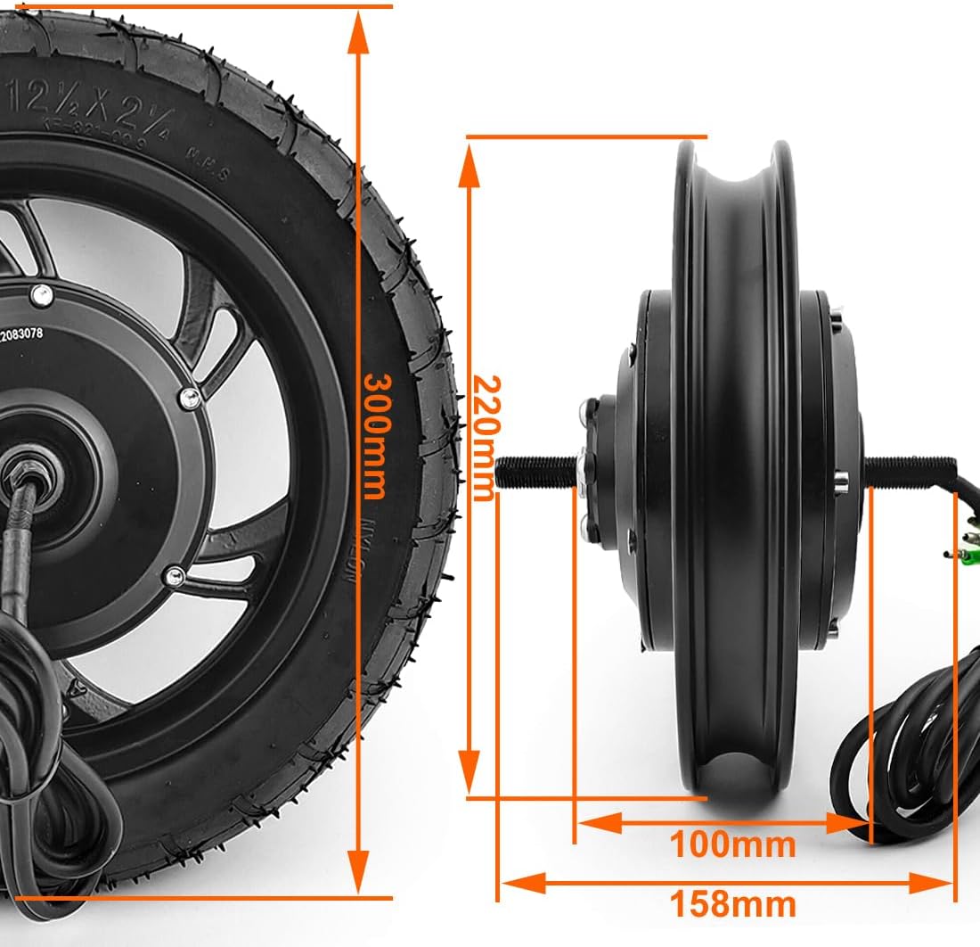 36V 250W Bike 12 Inch Motor Wheel Kit With LCD Thumb Throttle For scooter Bicycle Small Front Rim With tire (36V 250W Black)
