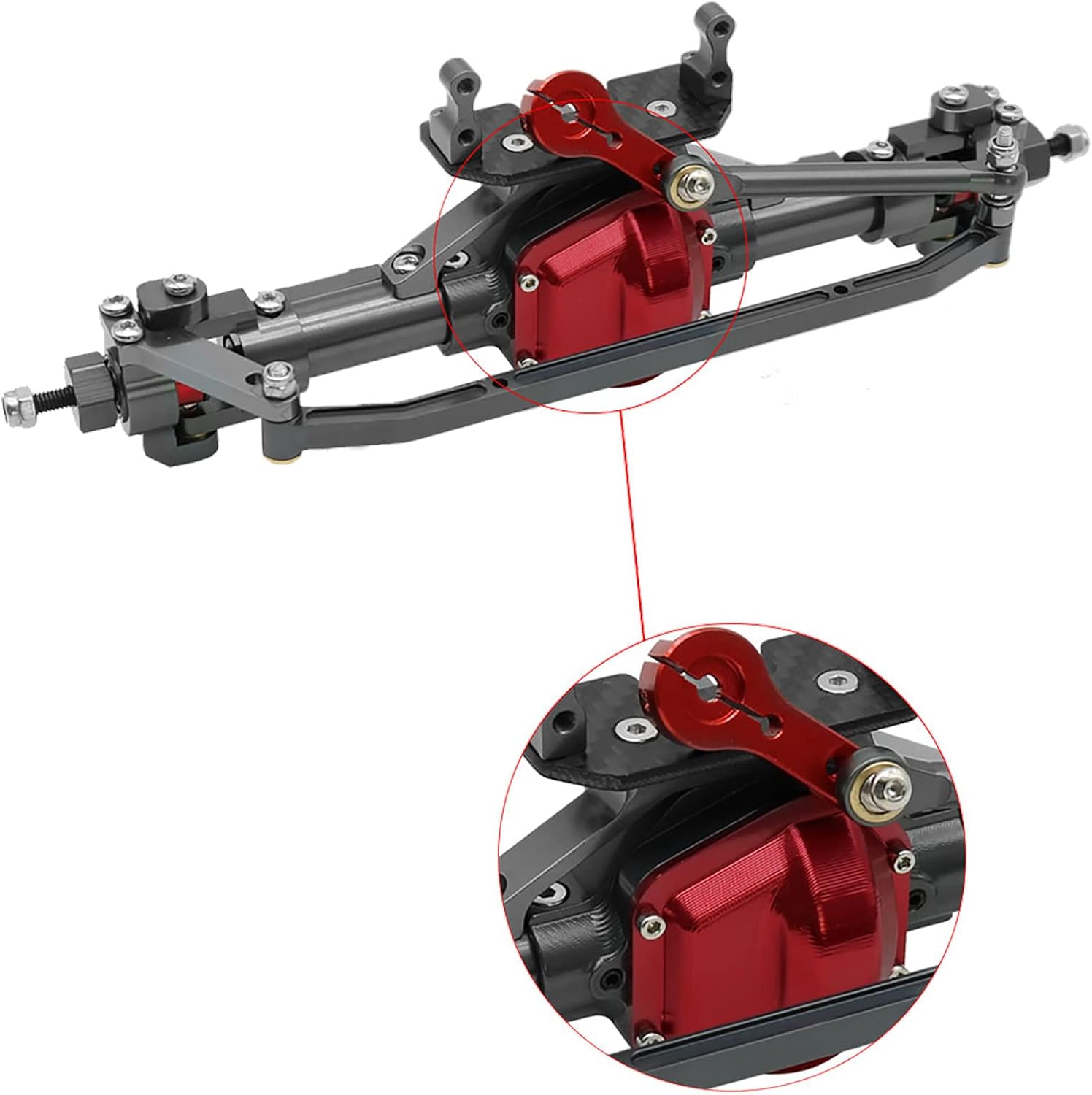 Metal CNC Front Rear Axle with Servo Base for 1/10 RC Rock Crawler Car Axial SCX10 RC4WD D90 Upgrade Parts (Titanium)