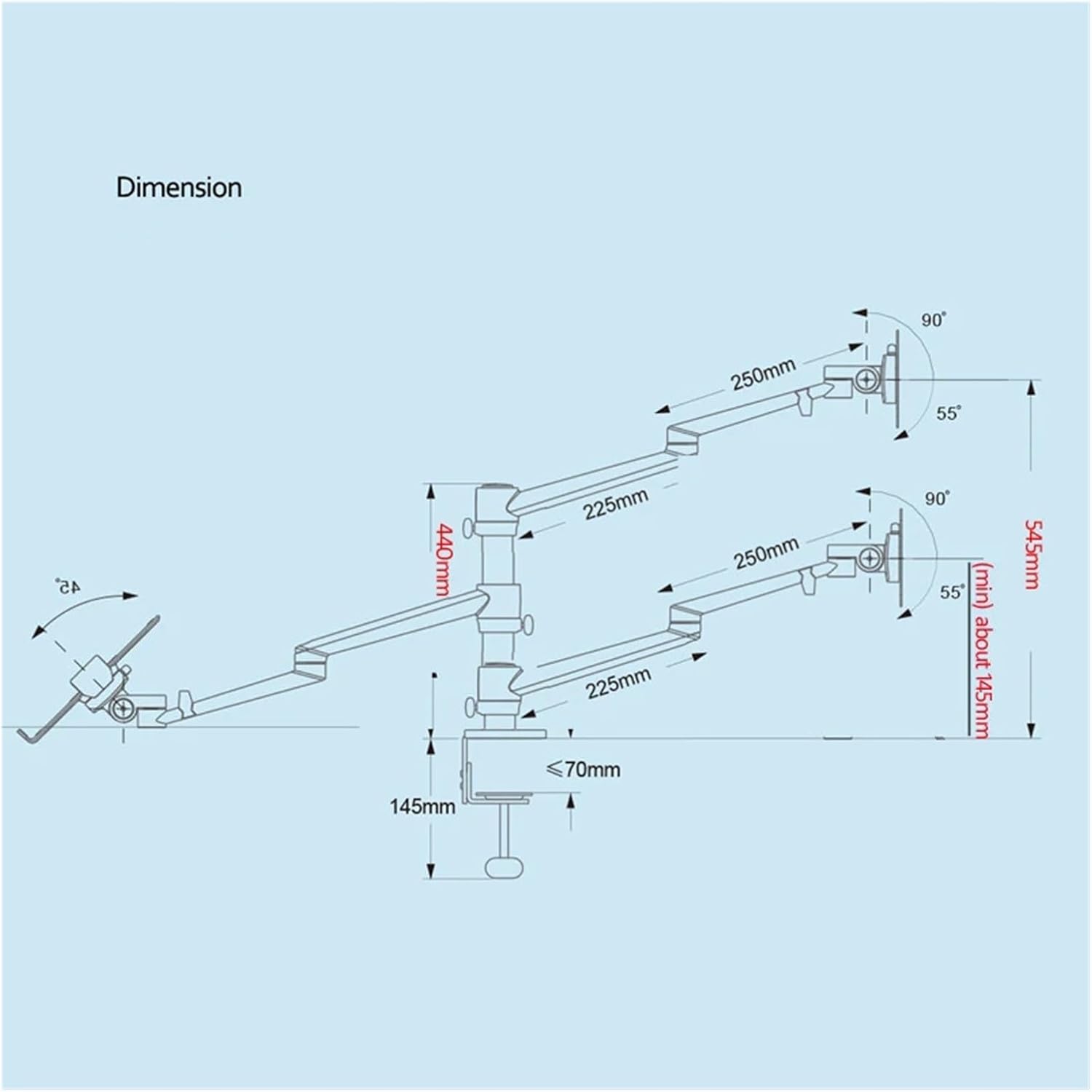 OL-30L Aluminum 3 Arm Stand for 10