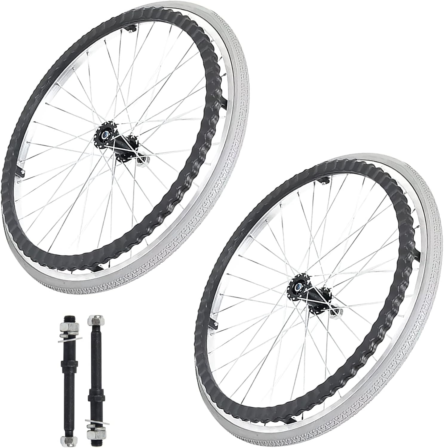 Wheelchair Wheels，Wheelchair Rear Wheels Assembly Wheelchair Wheels Replacement Rear 24 Inch Non-Pneumatic Solid Wheelchair Rear Wheel,Moving Silent Non-Slip Puncture Proof(Greys)