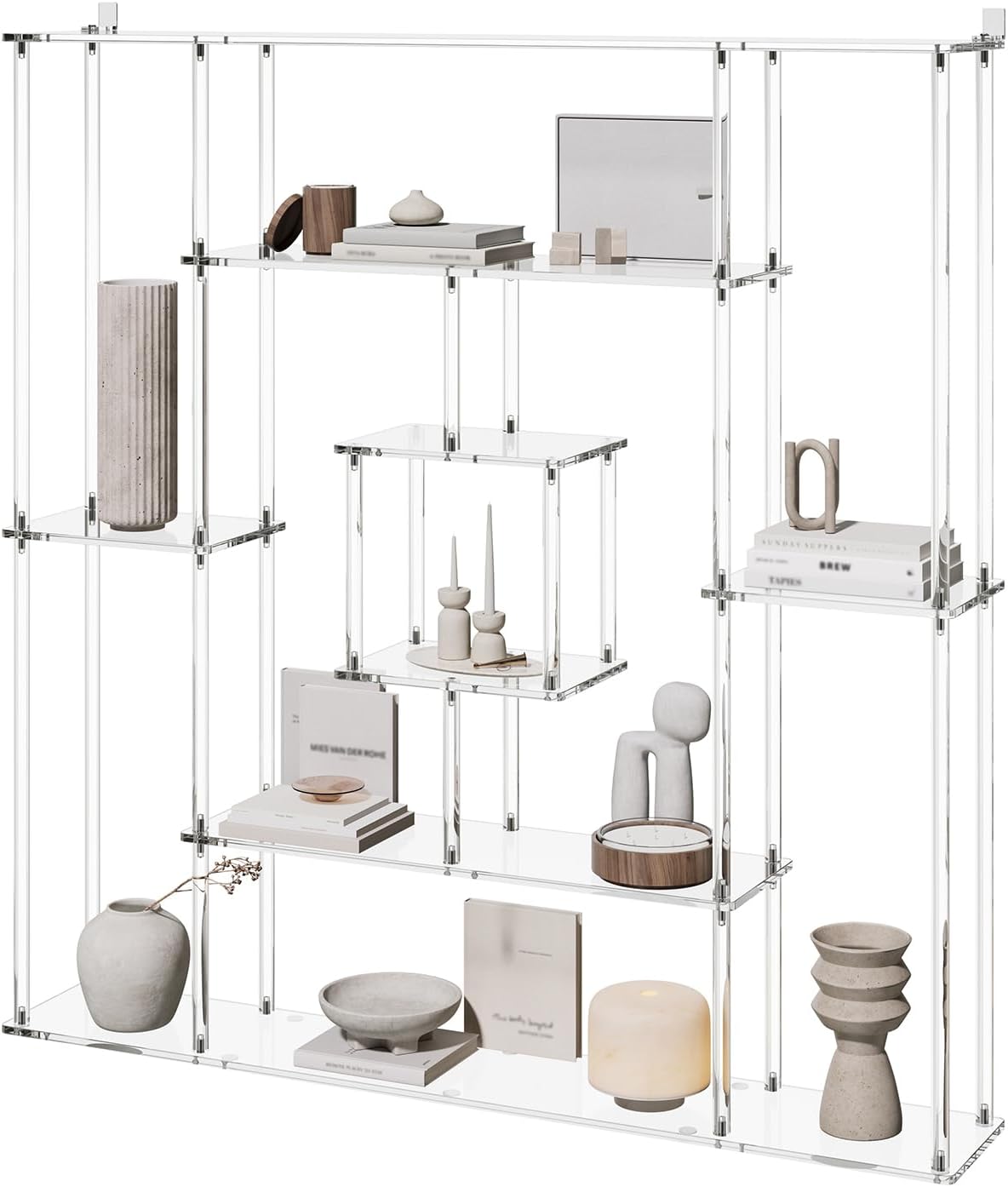 CRTERICX Acrylic Geometric Bookcase, 47.2