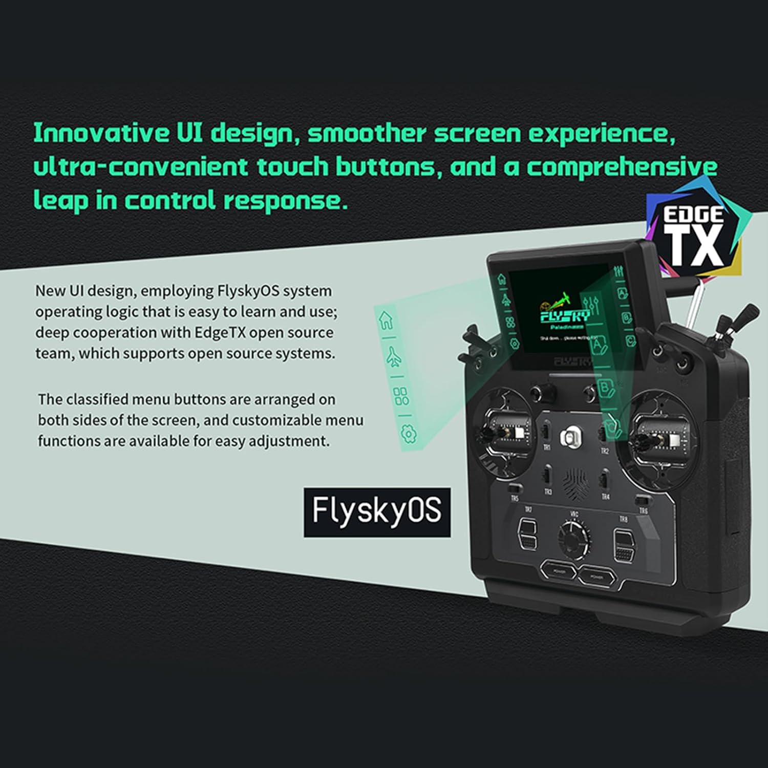 Flysky PL18 Ultra Paladin 18CH Radio Remote Controller Transmitter 3.5-inch IPS Touch Screen Compatible with FTr8B AFHDS 3 Protocol Receiver for Rc Airplane Helicopter Car Boat Robot Glider