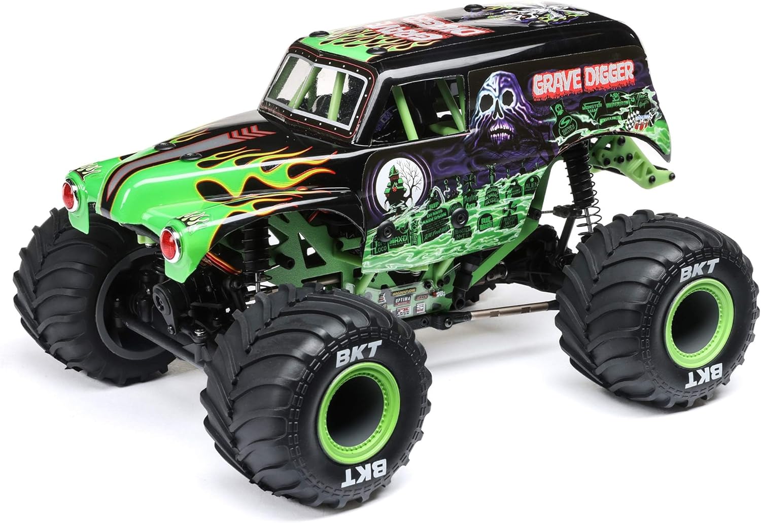 Losi 1/18 Mini LMT Grave Digger 2S 4X4 RTR Brushed Monster Truck Battery & Charger Included Green LOS01026T1