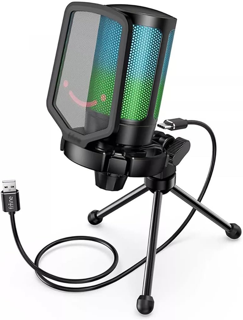 USB Microphone for Game Streaming, with Pop Filter Shock Mount and Gain Control, Condenser Microphone for Laptop/Computer