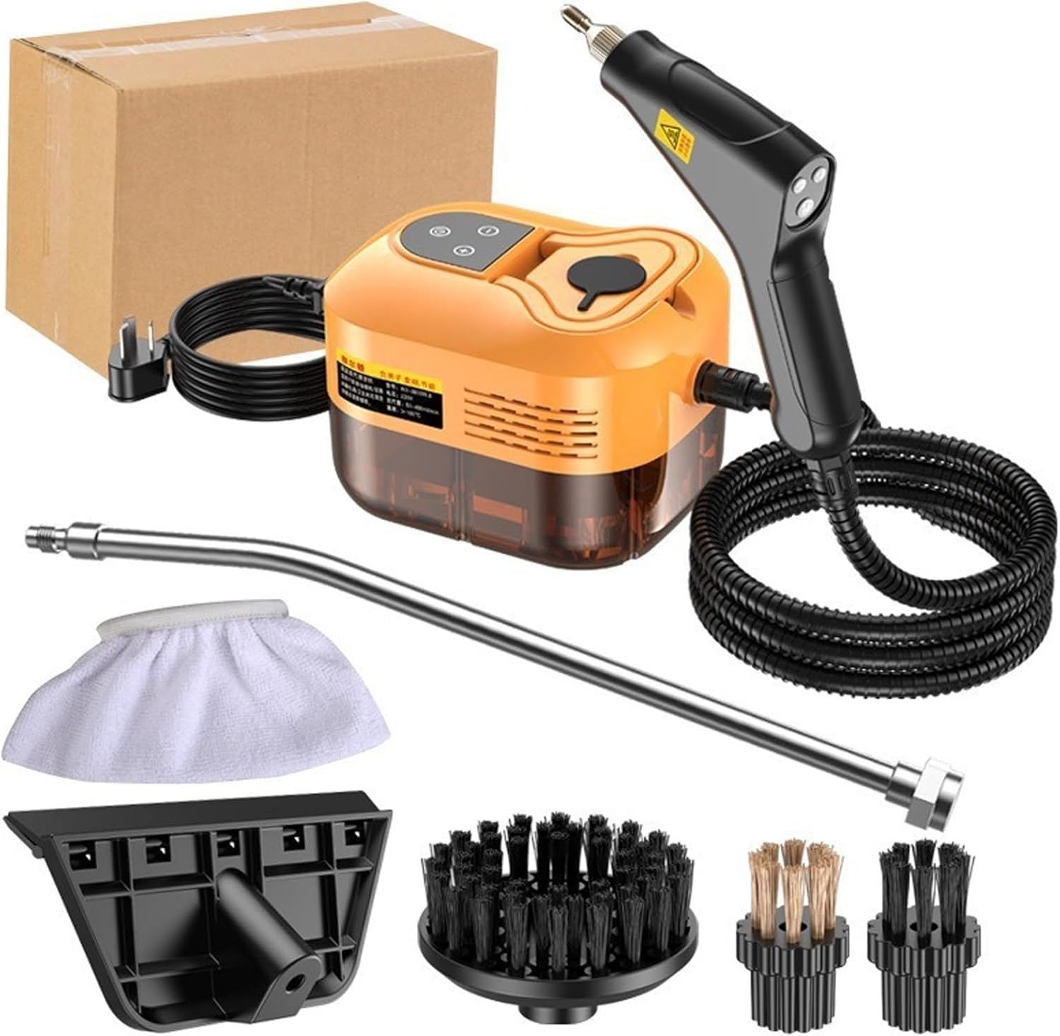 Steam Cleaner, Steam Cleaner with 3 Brush Heads, Nozzle and Glass Scraper, High Temperature Pressurization, 6 Speed Steam Output Adjustment for Kitchen, Home, Furniture and Car