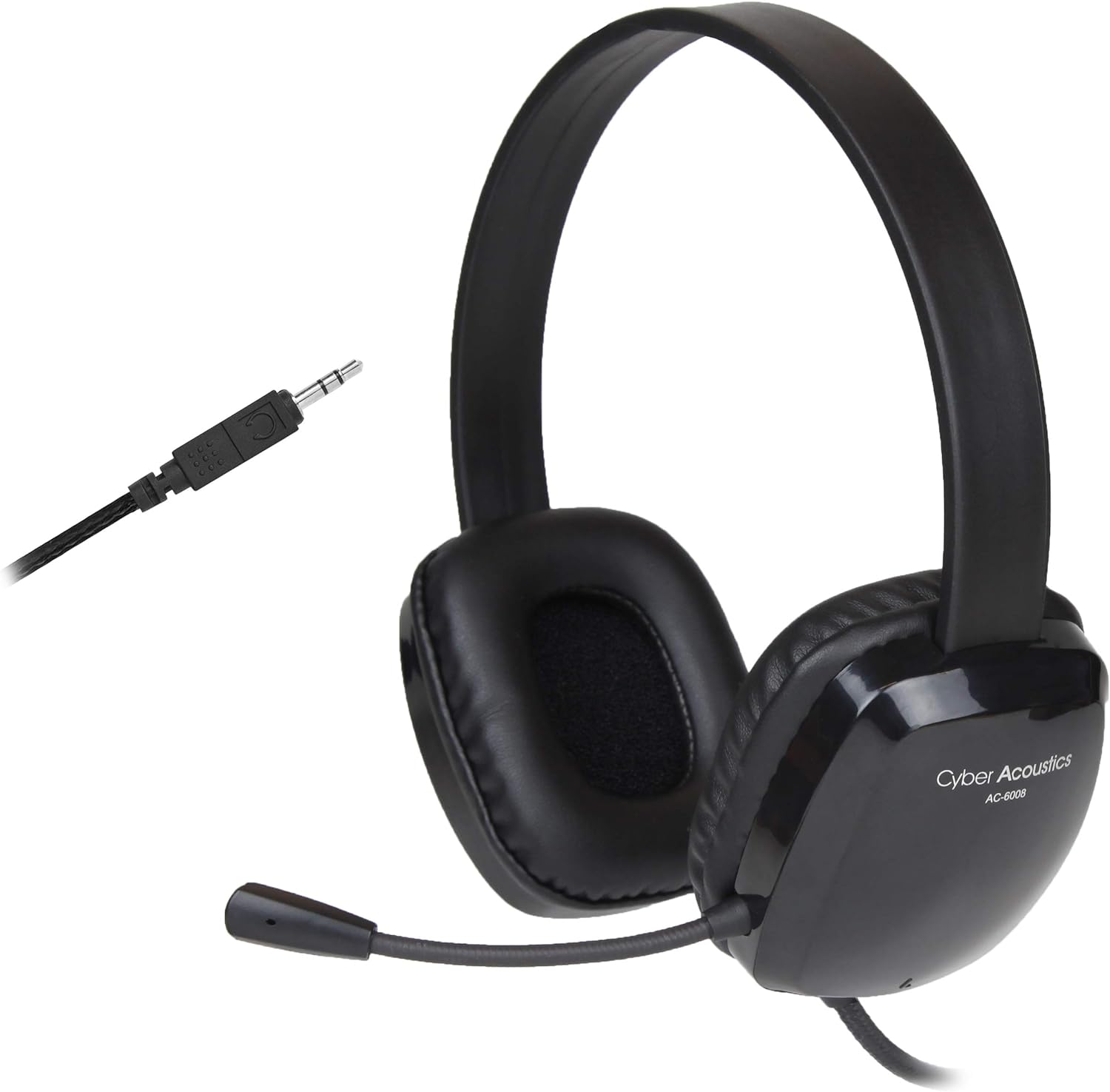 Cyber Acoustics Stereo PC Headset (AC-6008-20), 3.5mm Connection, Unidirectional Microphone with Flexible Boom for PC & Mac; Perfect for Classroom or Home - 20 Pack