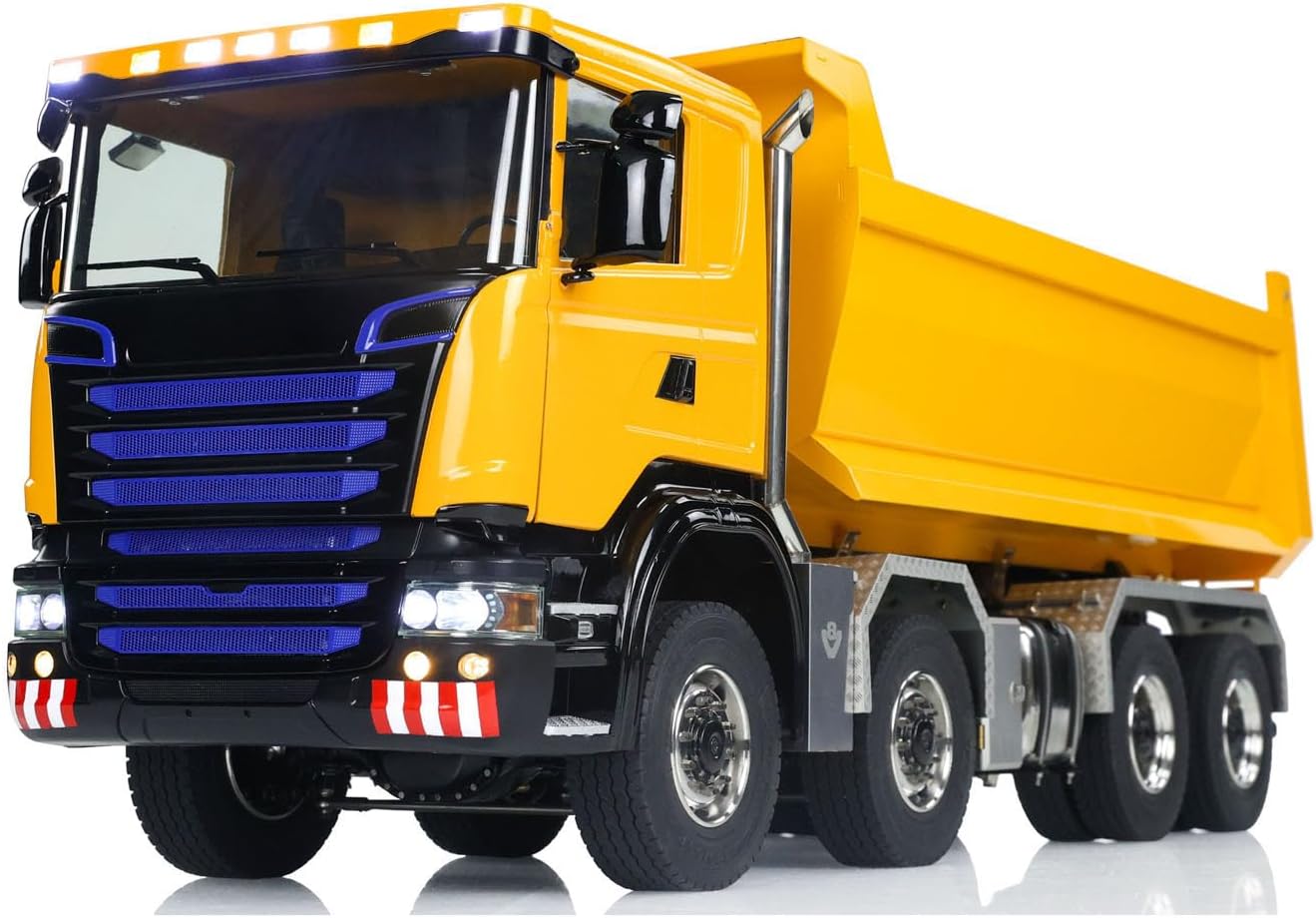 TOUCAN RC HOBBY Metal 1/14 Remote Control Hydraulic Dumper Truck 8x8 Full Tipper Car Differential for Ages 14+