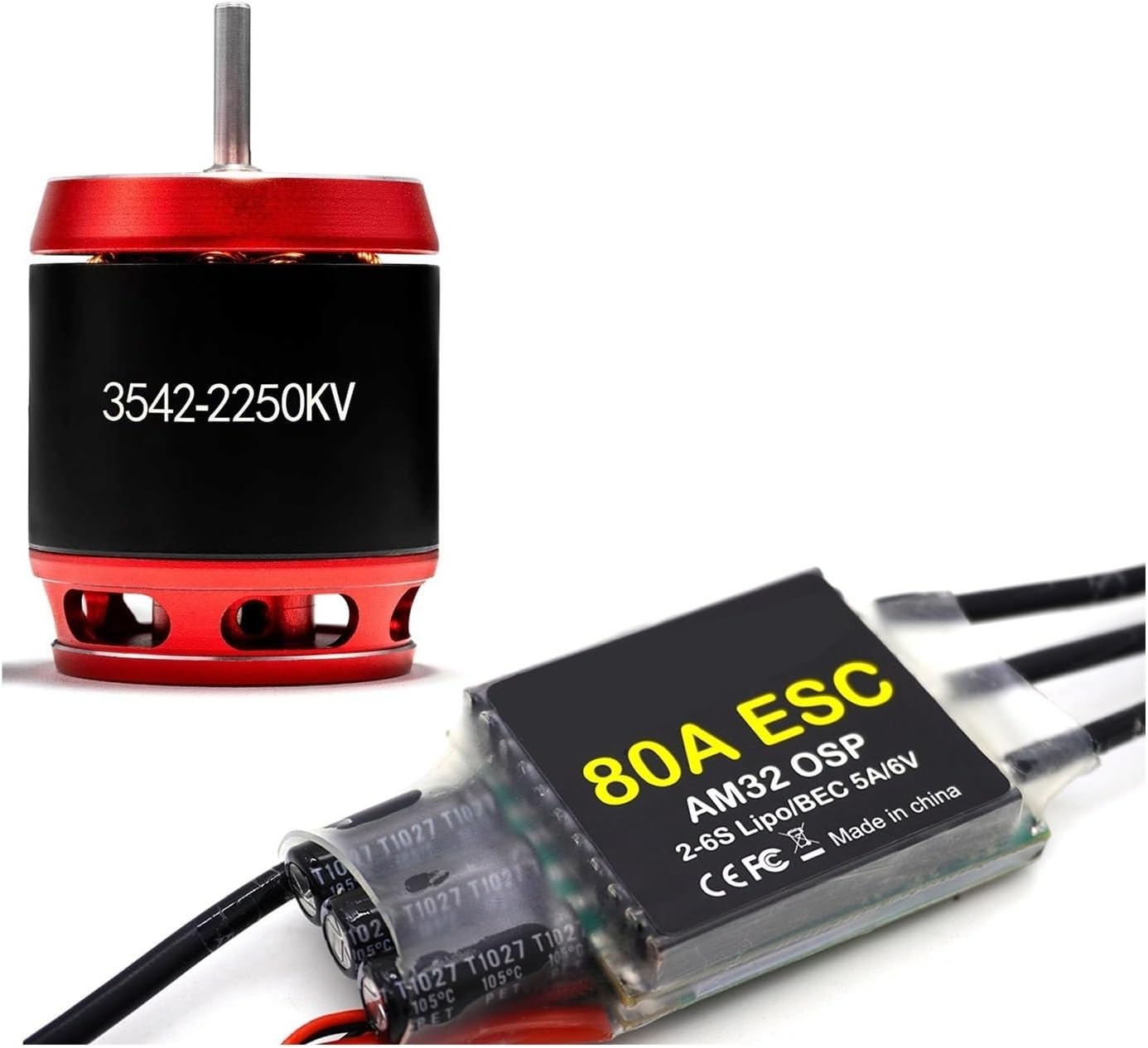 3542 Brushless Outer Rotor Motor 1850KV 2250KV 80A ESC(3542 2250KV 80A)