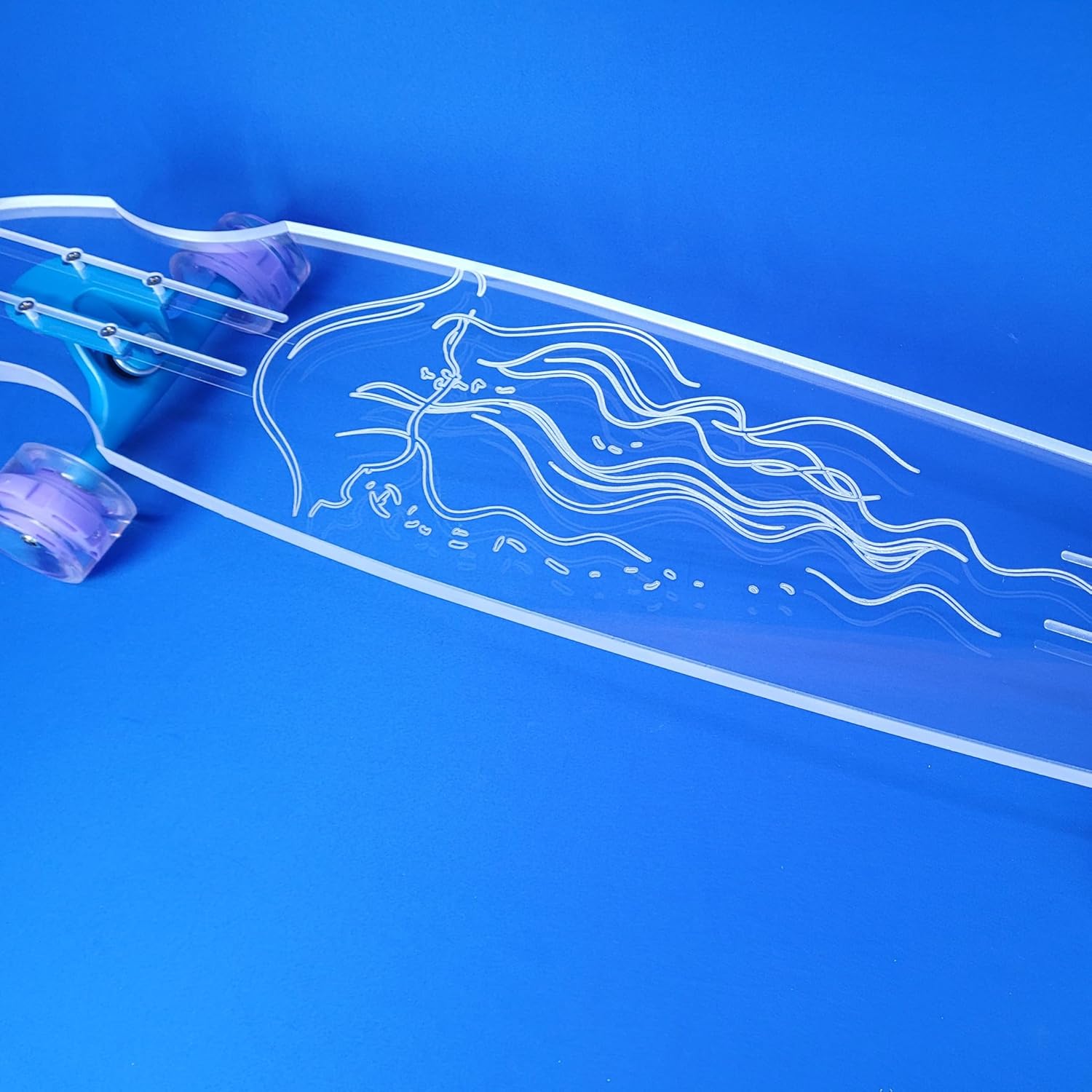 GHOST BOARDS Clear Longboard Skateboard - Transparent Acrylic Long Boards with Light-Up LED Wheels for Smooth Rides - Ride The Streets in Style with Longboard Built for Beginners & Pros Alike