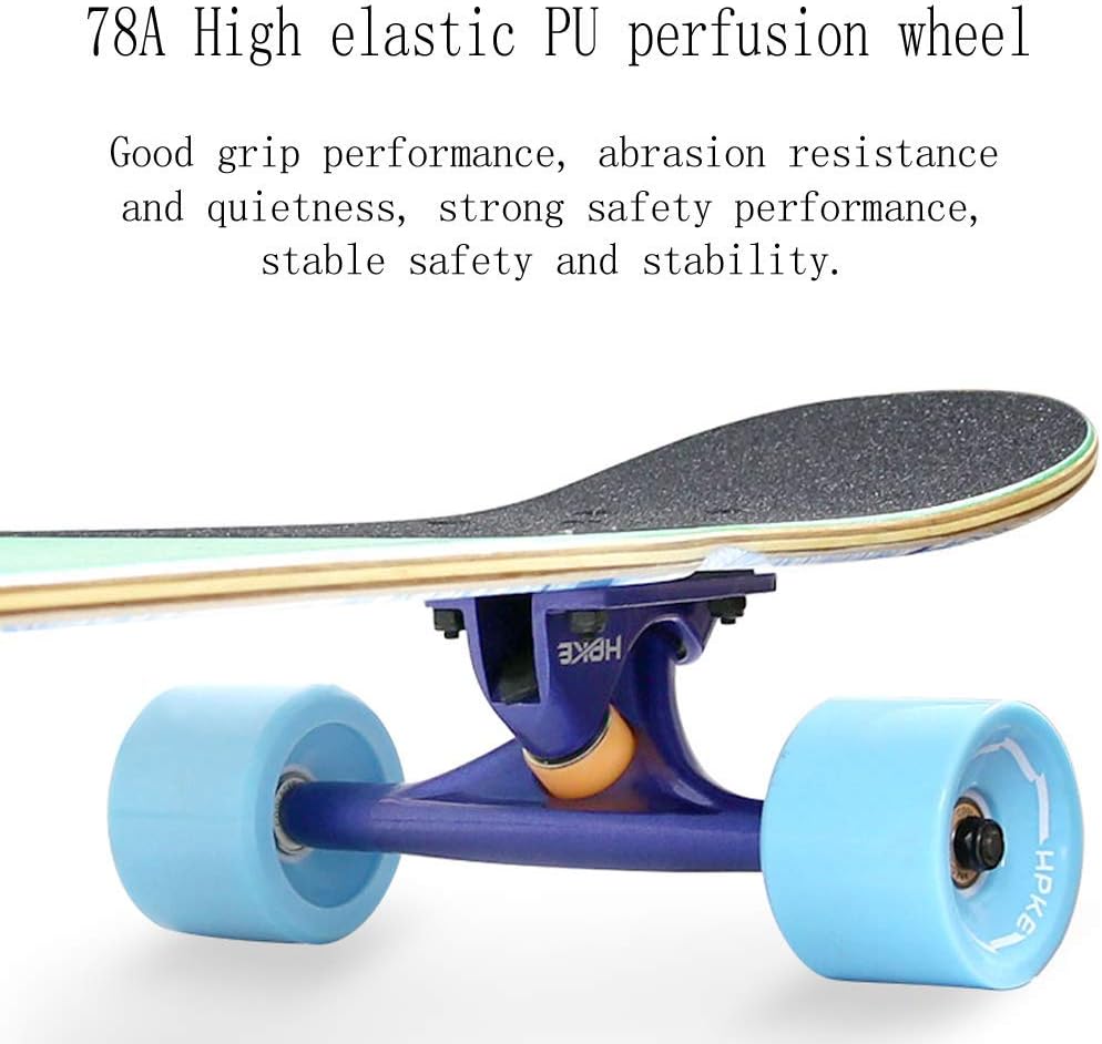 Longboard Skateboard 117×22cm Complete Board 5 Layers of Maple + 1 Layer of Bamboo ABEC-11 Bearing Drop-Through Freeride Skate Cruiser Boards for Adults Boys and Children Load Maximum 200KG
