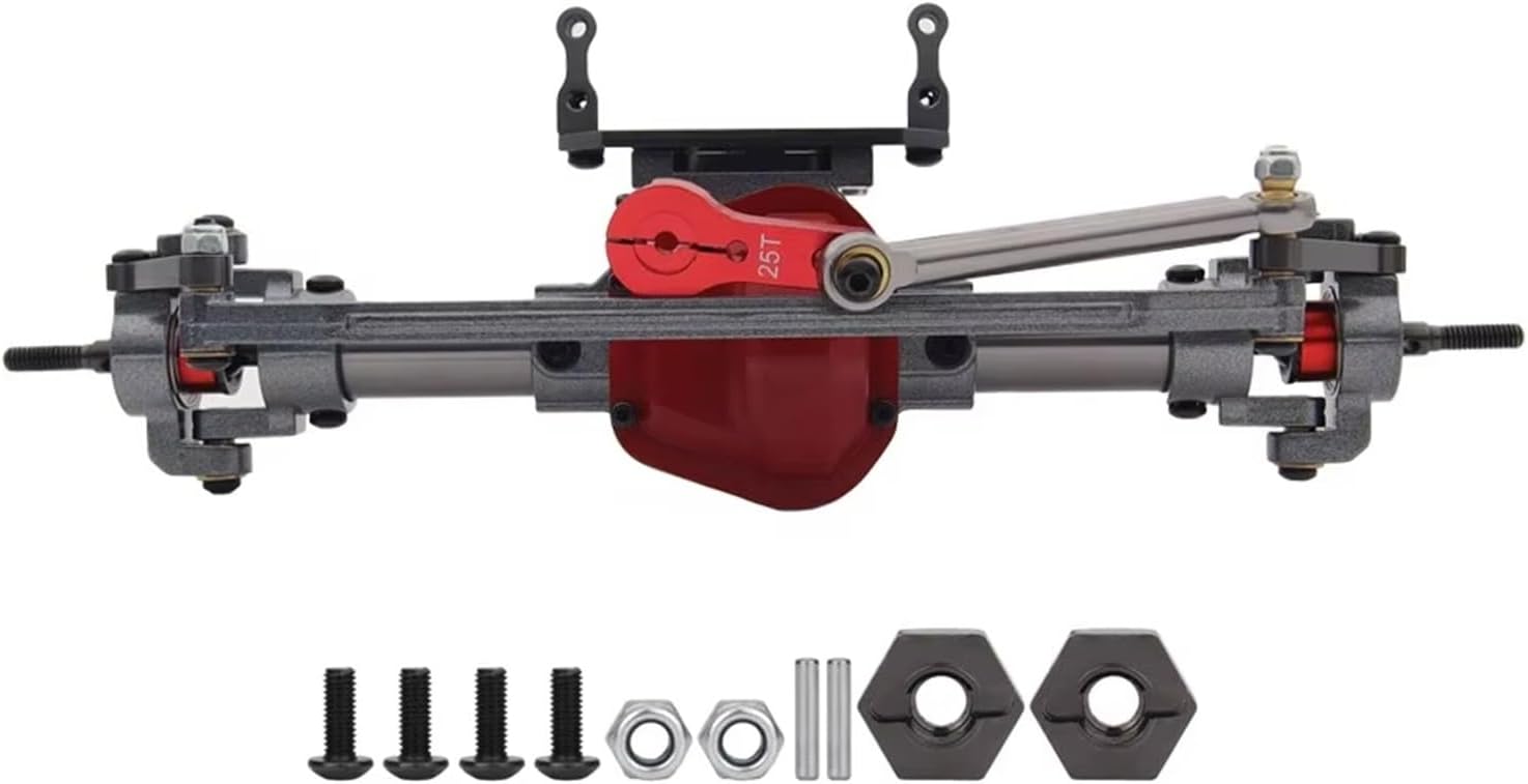 Compatible with Axial for SCX10 1/10 RC Track Car Upgrade Parts Front and Rear Metal Axle CNC with Connectors Servo Arm RC Car Parts(1set)