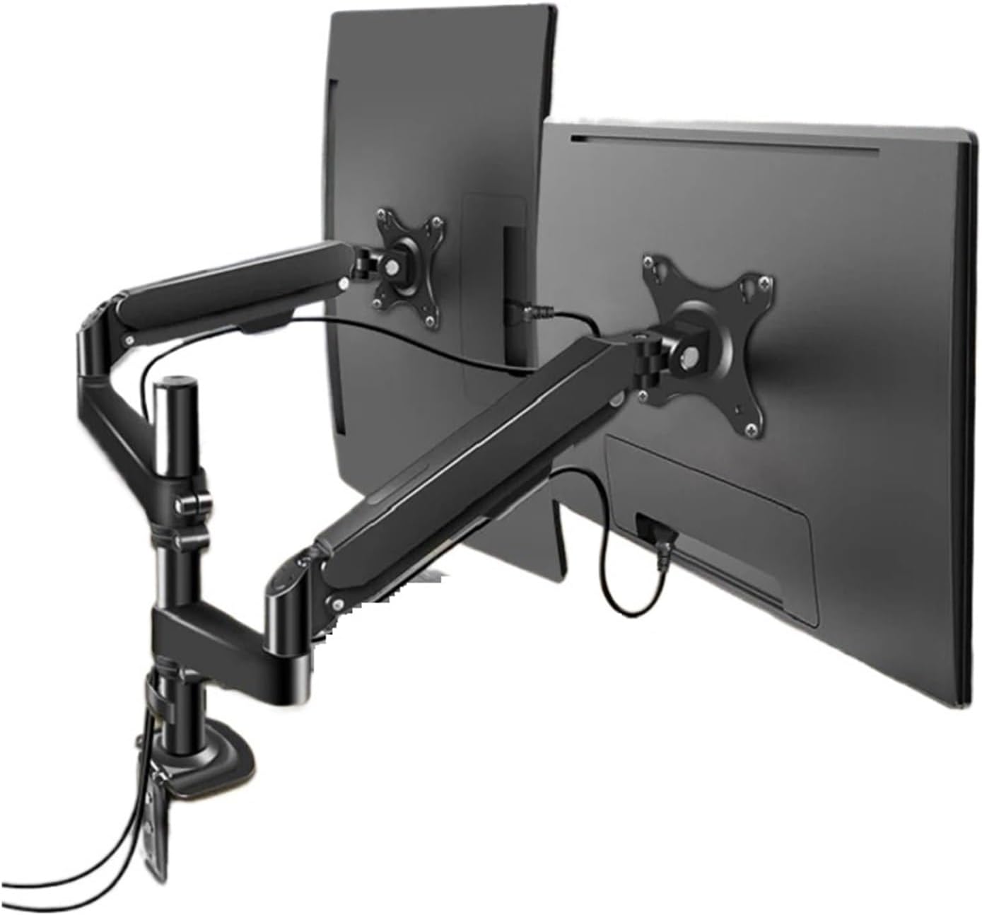 Dual monitor stand for 17-inch to 30-inch screens, 9KG weight capacity Adjustable dual monitor stand with 180° rotation, tilt, and 360° swivel(H22B)