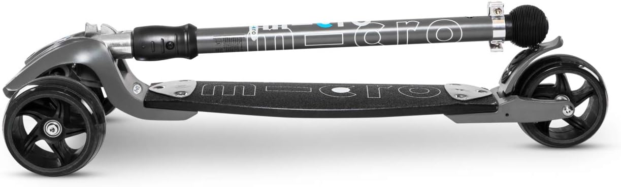 Micro Kickboard - Kickboard Monster - Three Wheeled, Lean-to-Steer Swiss-Designed Micro Scooter for Teens & Adults with Wide Wheels and Two Steering Options for Ages 13+ (Grey/Black)