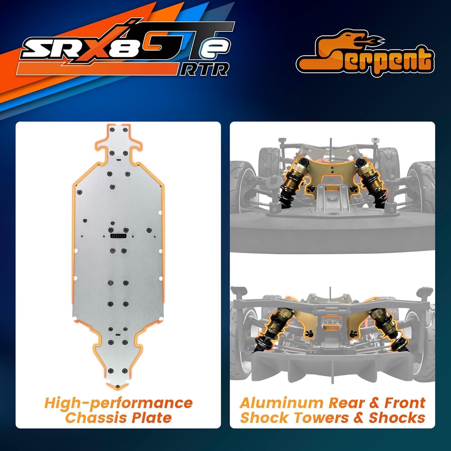 Serpent SRX8 GTE 4wd RTR, 1/8 4wd GT Car, Brushless Speed RC Car RTR, Painted Body, High Speed, Racing, Ready to Run, (Batteries and Charger Not Included)