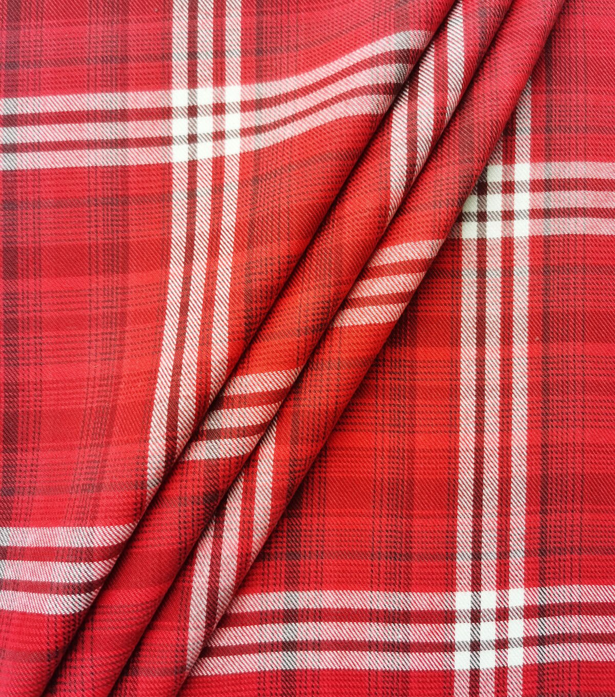 Red Box Brushed Plaid Polyester Flannel Fabric