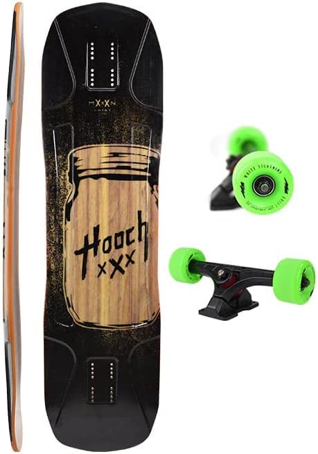Longboard Skateboard, Freestyle Cruiser, Waterproof and Wood Construction, Cruise Skateboard and Longboard Decks, Lightweight Build (Hooch Complete Deck + Wheels)