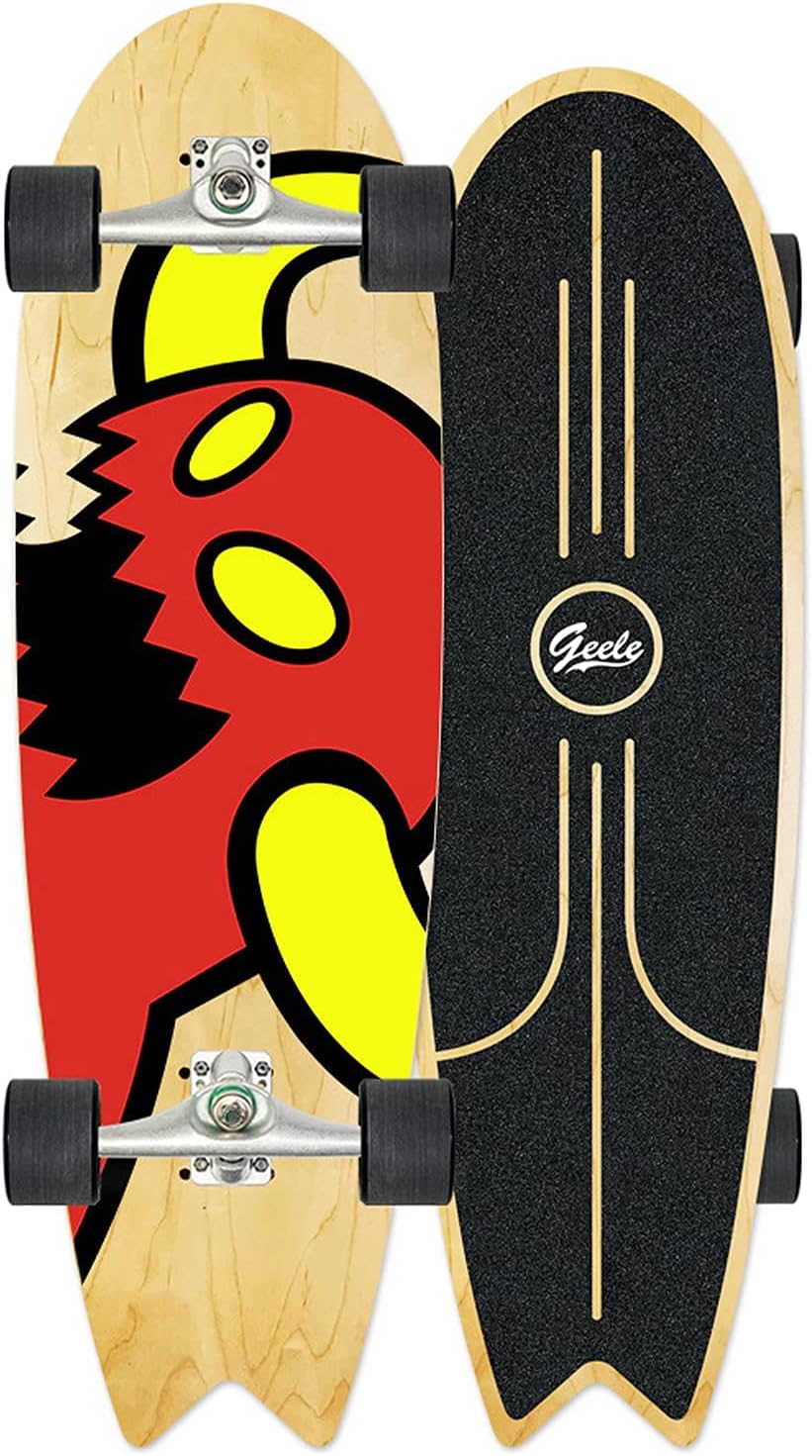 Carving Pumping Skateboard CX4 Truck Surfskate 30×9in 7 Layers of Maple Deck Land Surfing Skateboard ABEC - 11 Bearing for Children Teenagers Youth and Adults Gift (E)