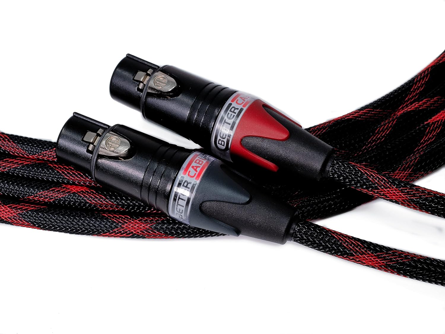 BETTERCABLES.COM Silver Serpent Anniversary Edition Red/Black Balanced XLR Audiophile Audio Cables (Pair - 2 Cables) - High-End