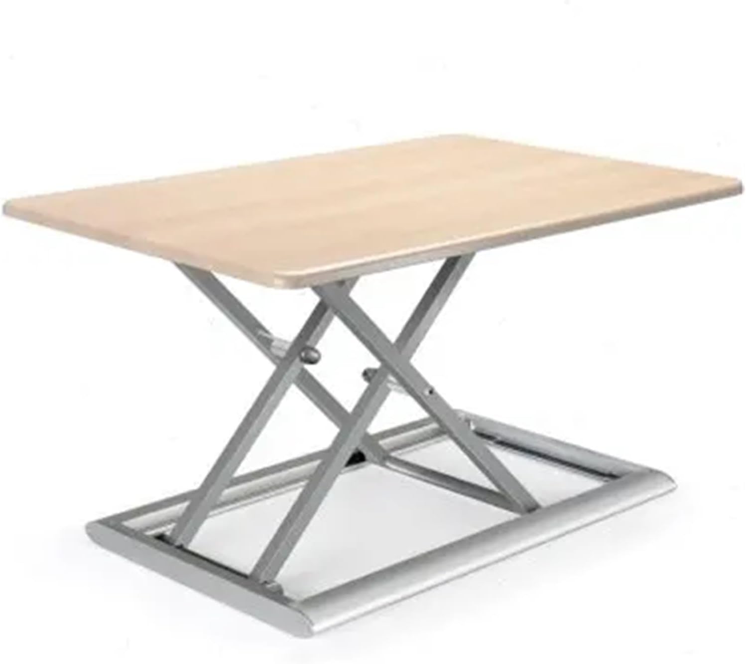 ID-30 Aluminum Simple Height Adjustment Sit-Stand Desk Lift Foldable Laptop Desk Monitor Stand with Keyboard Tray(Light Brown)