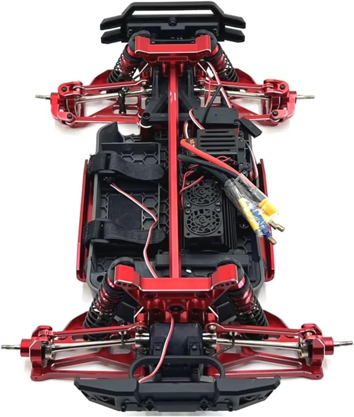 RC Steering Cup for MJX 10208 V1 V2 Metal for Swing Arm Steering Cup Hub Carrier Link Rod Shock Tower Drive Shaft Set RC Car Upgrade Parts Accessories and Use(Red)