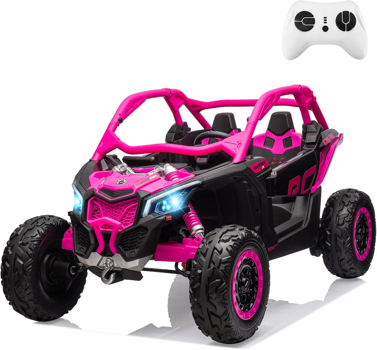2 Seater Ride on UTV Car, Licensed Can-Am Electric Off-Road Car, 4WD Kids Truck w/Remote Control, 2 * 24V 7AH Batteries, 4 * 200W Motor, 23