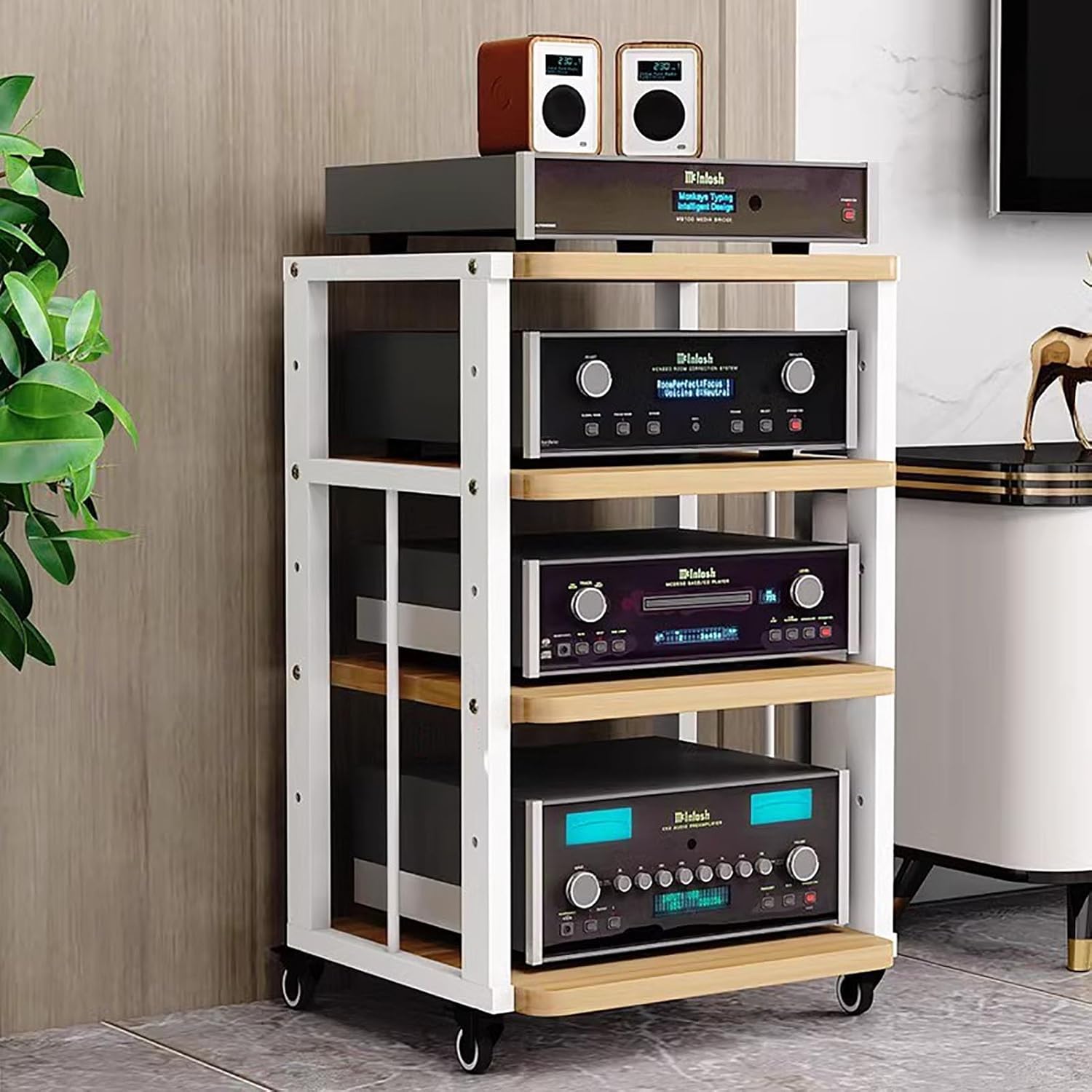 3/4/5 Tier AV Media Cabinet Stand Component Cabinet