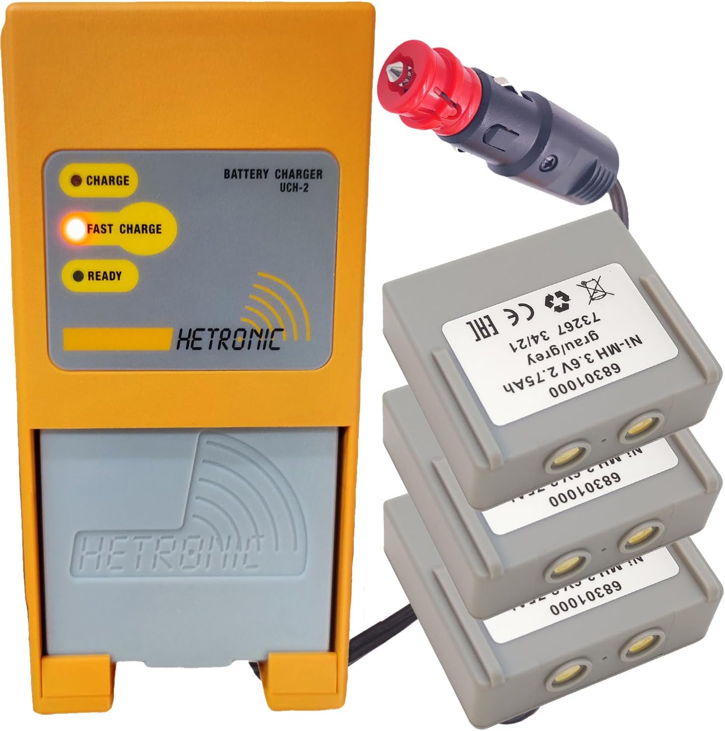 (1*Charger + 3*Batteries) DC 12V/24V UCH-2 Battery Charger with 3.6V 68301000 2750mAh Battery for Hetronic Remote Control 68301000 68300900
