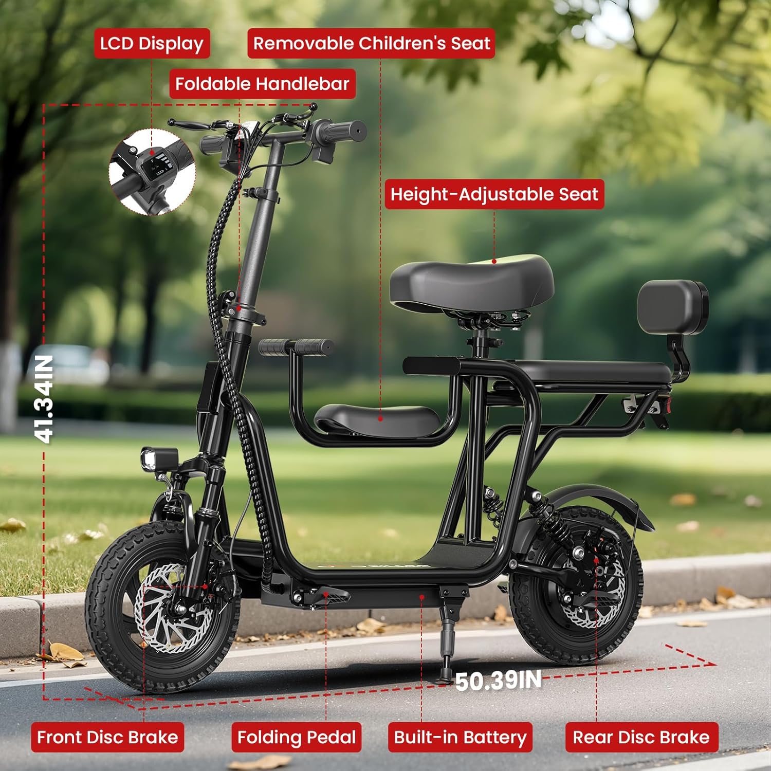 48V/36V Electric Scooter with Seat, Adult E Scooters with Seat, 372W-750W Motor, 6-20 Miles, 18.75mph/17.4mph/11.18mph, Electric Scooter for Adults, Dual Brakes, 14