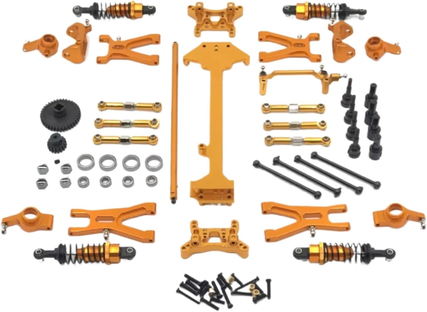 for WLtoys for A949 A959 A969 A979 K929 1/18 Metal Upgrade Parts Kit Drive Shaft Shock Absorber Link Rod RC Car Modification Accessories RC Repair Parts(Yellow)