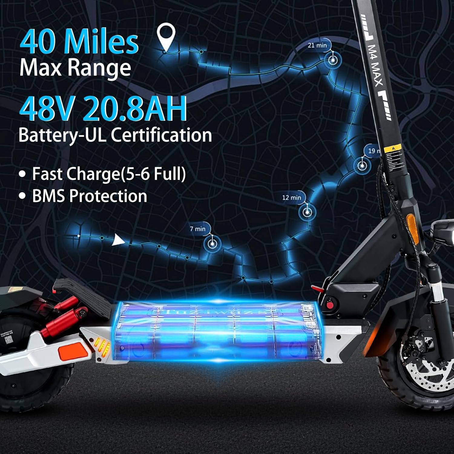 Electric Scooter Adults 1600/2000W Motor 50 Miles Long Range & 30/35 MPH Top Speed 10