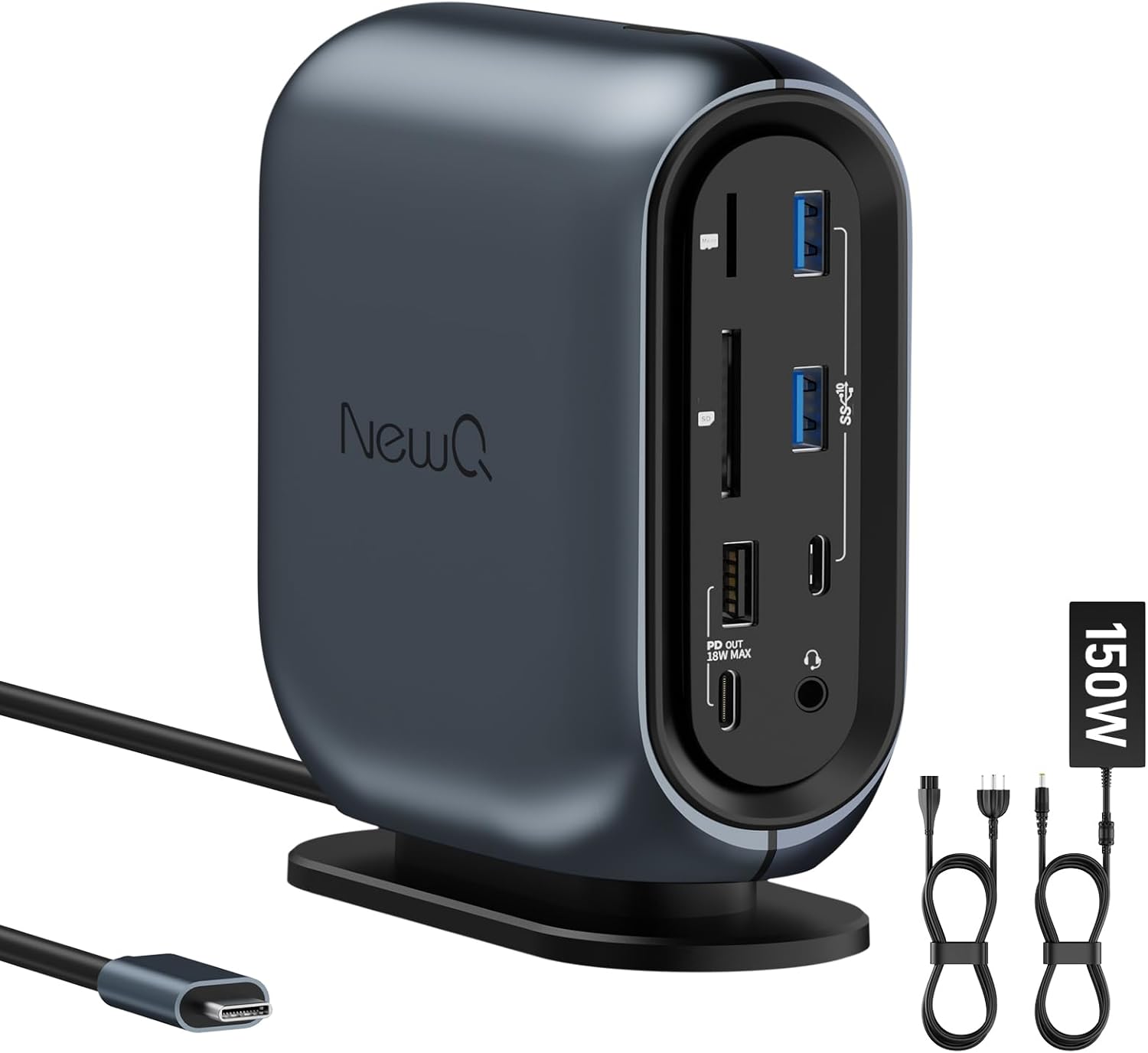 16-in-1 Universal Docking Station for All Laptops with 150W Power Adapter, Triple Monitor for Mac, Windows, ChromeOS, Linux, Dual HDMI, DP, 10Gbps USBC USBA, Gigabit Ethernet, SD/TF, Audio