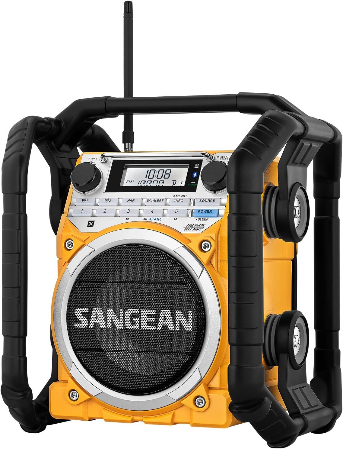 Sangean Portable Bluetooth Water Resistant Ultra Rugged AM/FM/NOAA Emergency Weather Channel Radio Receiver with Large Easy to Read Backlit LCD Display