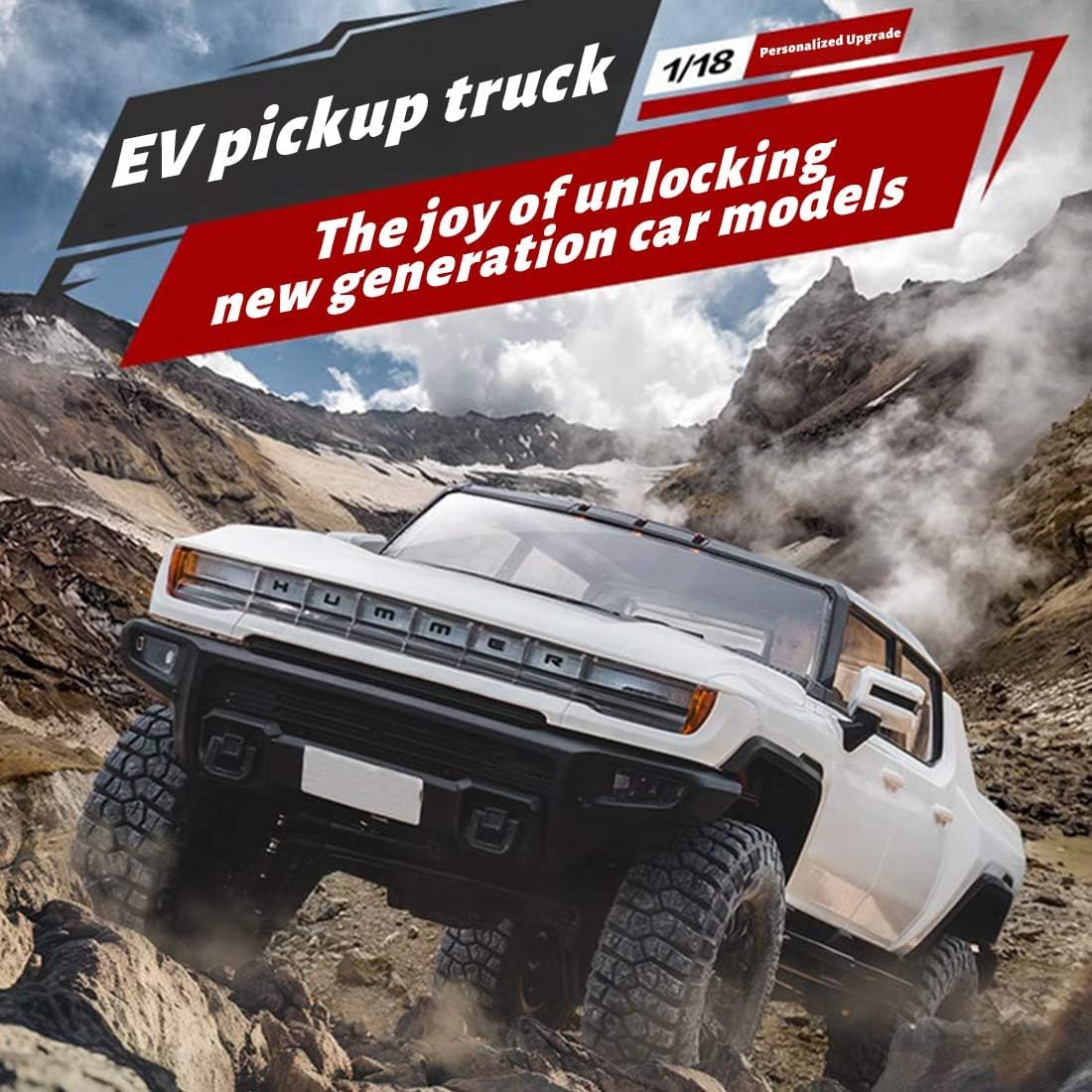 Off-Road RC Car, FMS 1/18 2.4G RC Electric Brushed Climbing Vehicle Model with Two-Speed Transmission and Metal Axle EV Shell, Idea Vehicle Gift for Adults and Teens (RTR Version/White)