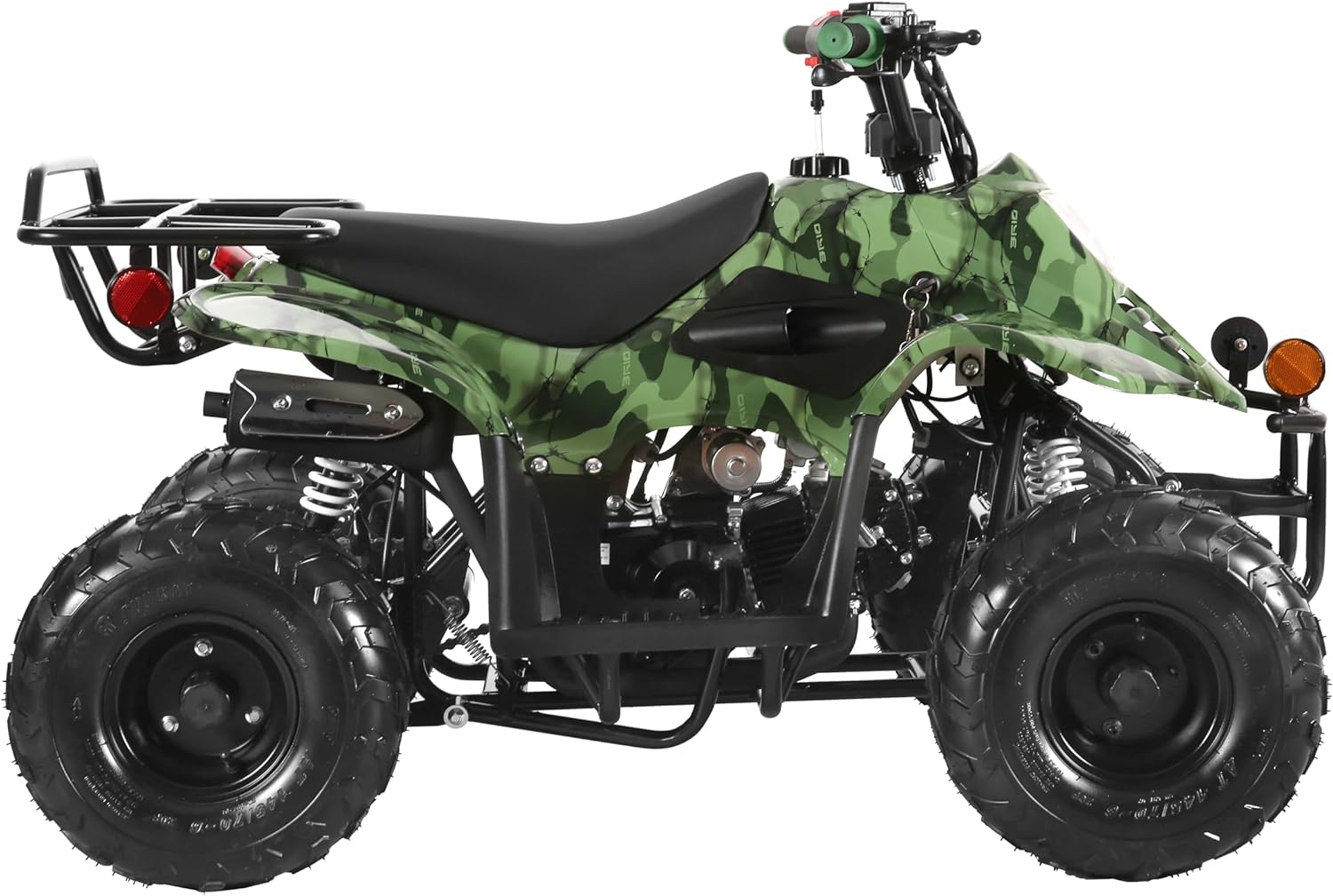 Coolster 110CC 4-Stroke Kids ATV, 10mph Max Speed, Front & Rear Disc Brakes, All-Terrain 4-Wheeler with LED Lights, Supports Up to 143 LBS, Camo Green