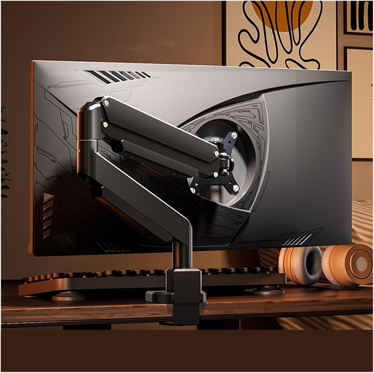 Large Load-Bearing Monitor Stand Robotic arm Display Stand Base Large Screen Cantilever Stand G02 snap-on Type(X2 White)