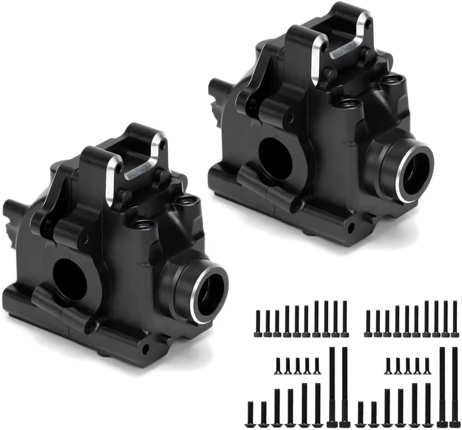 RC Car Center Gearbox for Traxxas for Sledge 95076-4 1/8 Aluminum 9529 Front Rear Bulkhead Differential RC 4WD Gearbox Case Off Load Truck Accessories(Black,2Set)