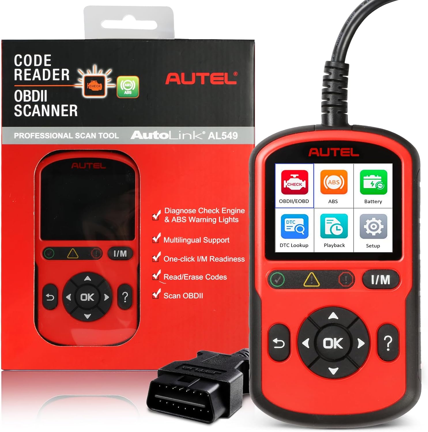 Autel OBD2 Scanner AutoLink AL549: 2025 Check Engine Code Reader ABS ...