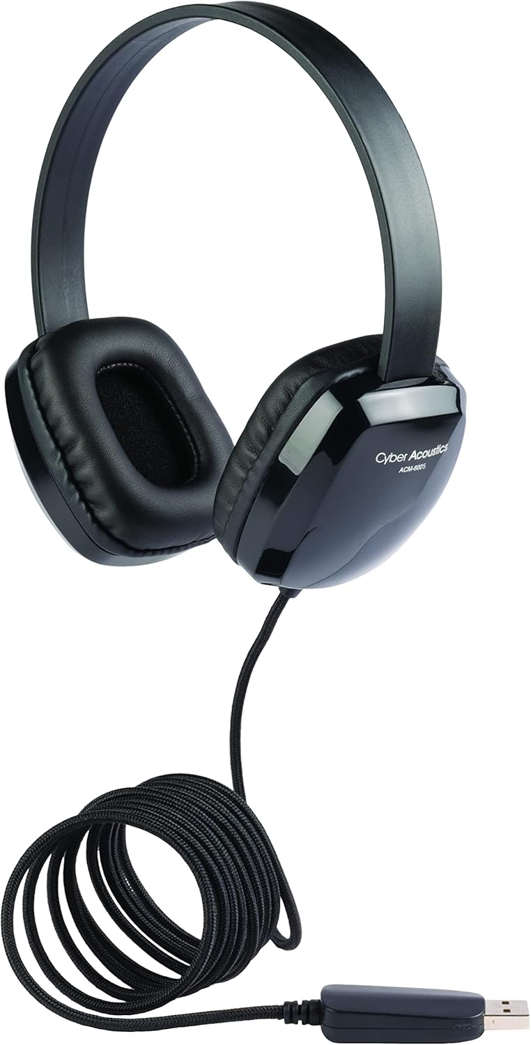 Cyber Acoustics USB Stereo Headphones (ACM-6005-80) for PCs and Other USB Devices in The Office, Classroom or Home - 80 Pack