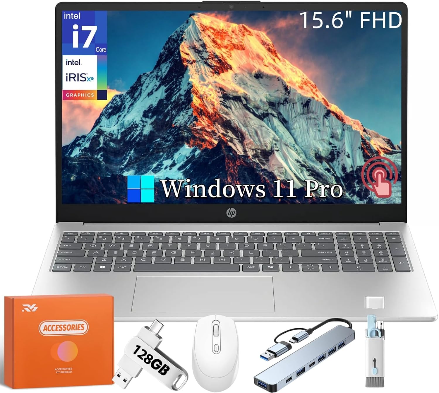 HP 15.6 Touchscreen Laptop, Copilot-AI Chat, Intel i7-1355U(Up to 5 GHz), Intel Iris Xe Graphics, 15.6