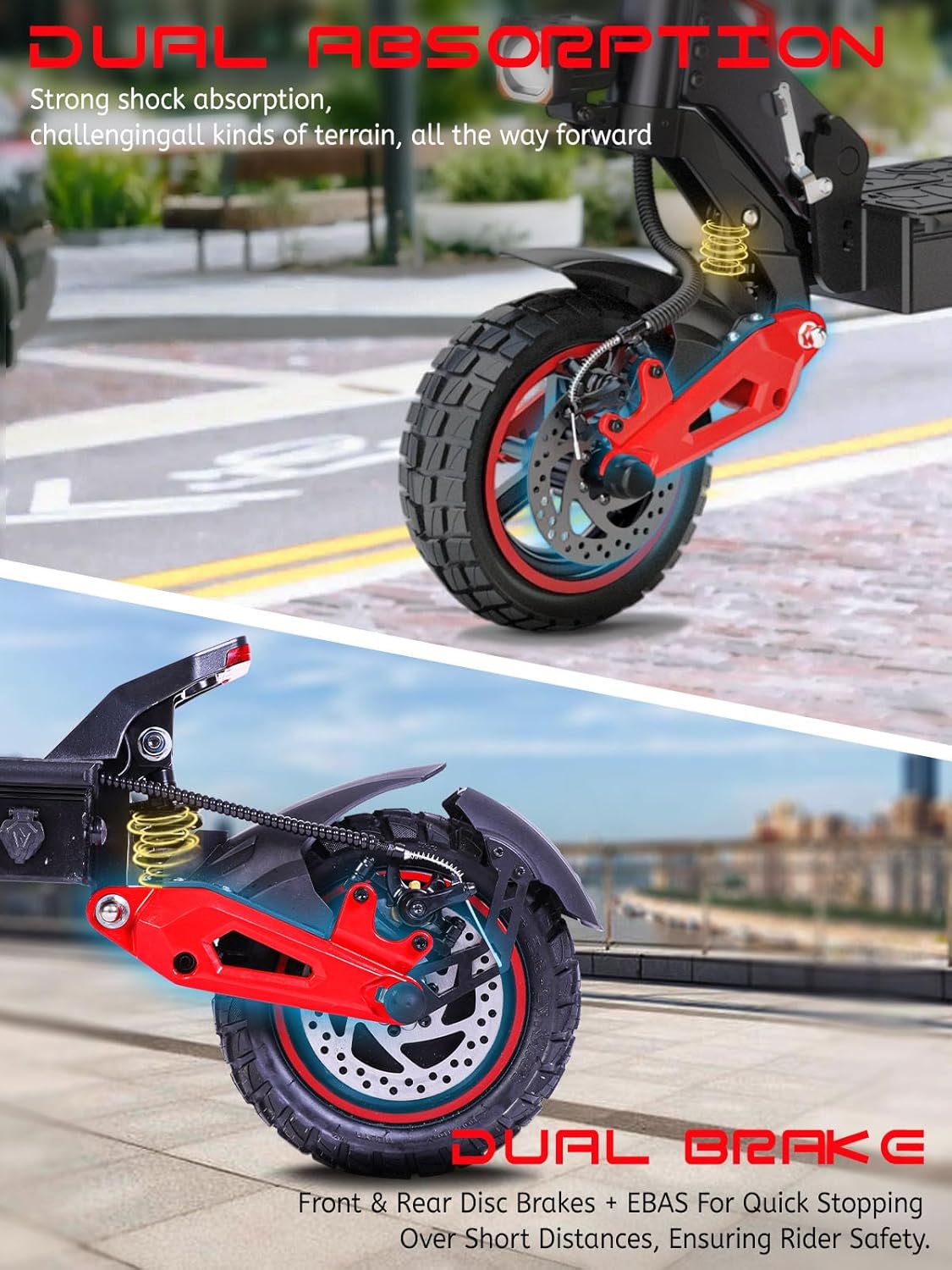 Off-Road Electric Scooter Adults,1600W/1200W Motor,32-40 Miles Long Range,31/34MPH,10/11