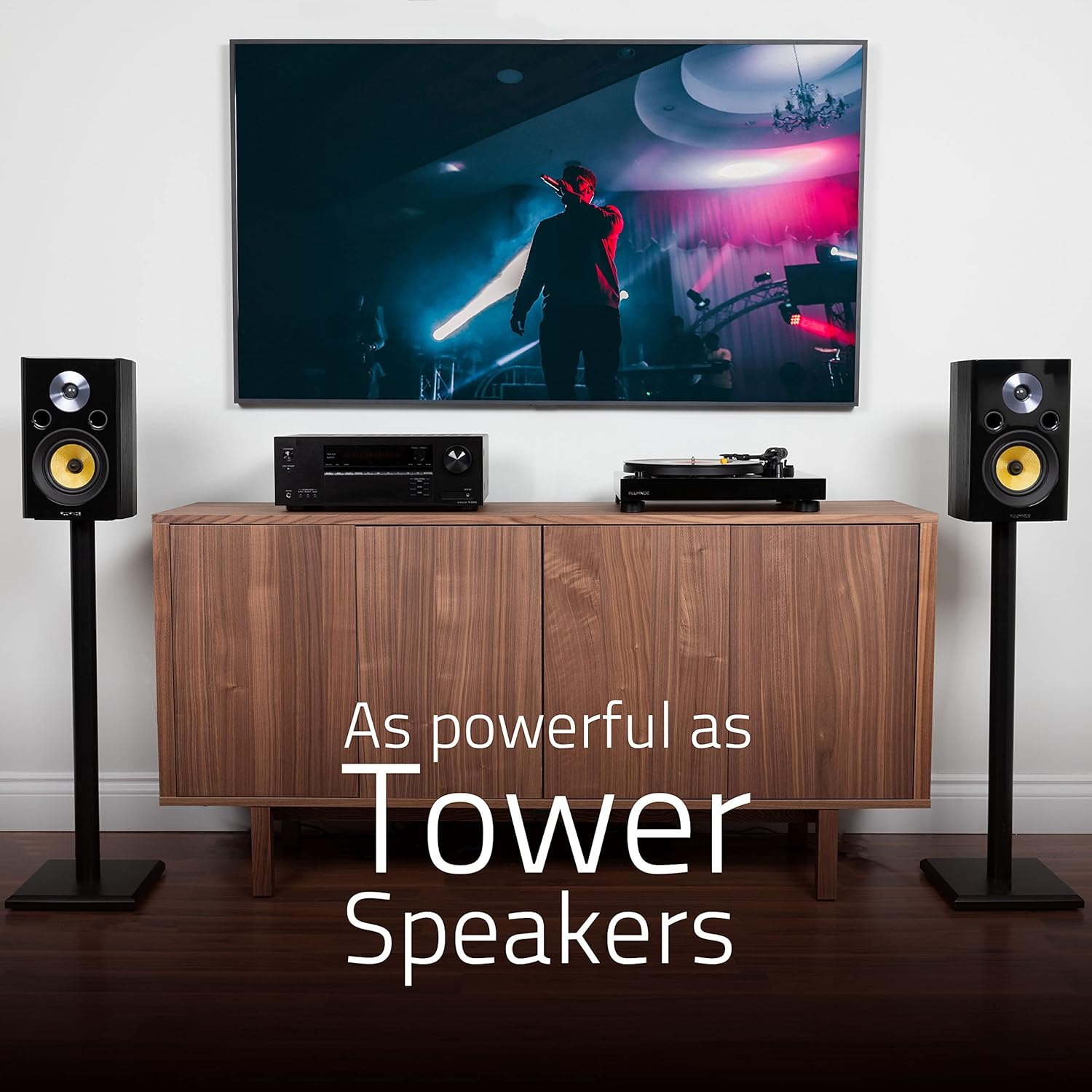 Fluance Signature HiFi 2-Way Bookshelf Surround Sound Speakers for 2-Channel Stereo Listening or Home Theater System - Natural Walnut/Pair (HFSW)